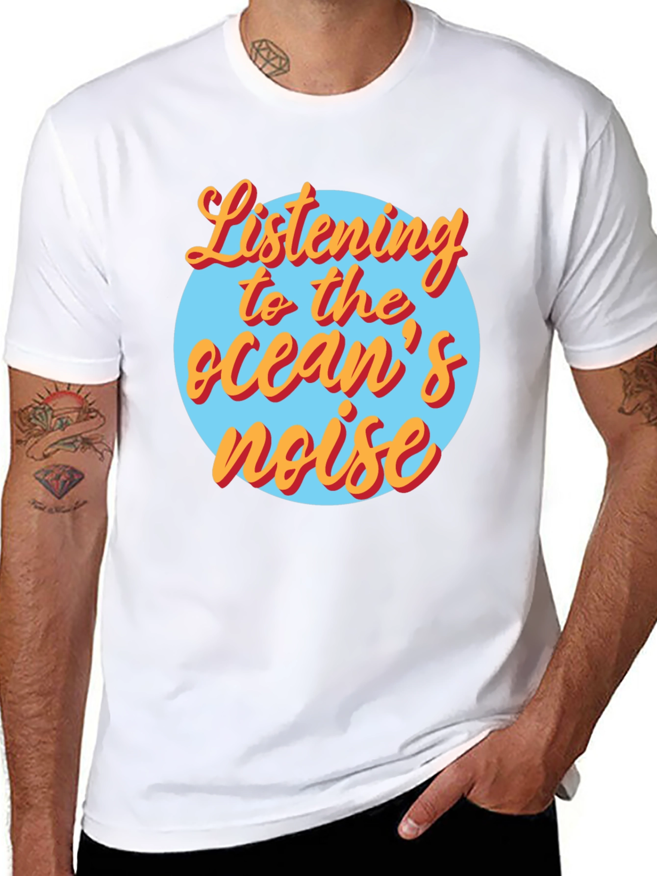 Black Listening to the Ocean's Noise Graphic Tee view 8