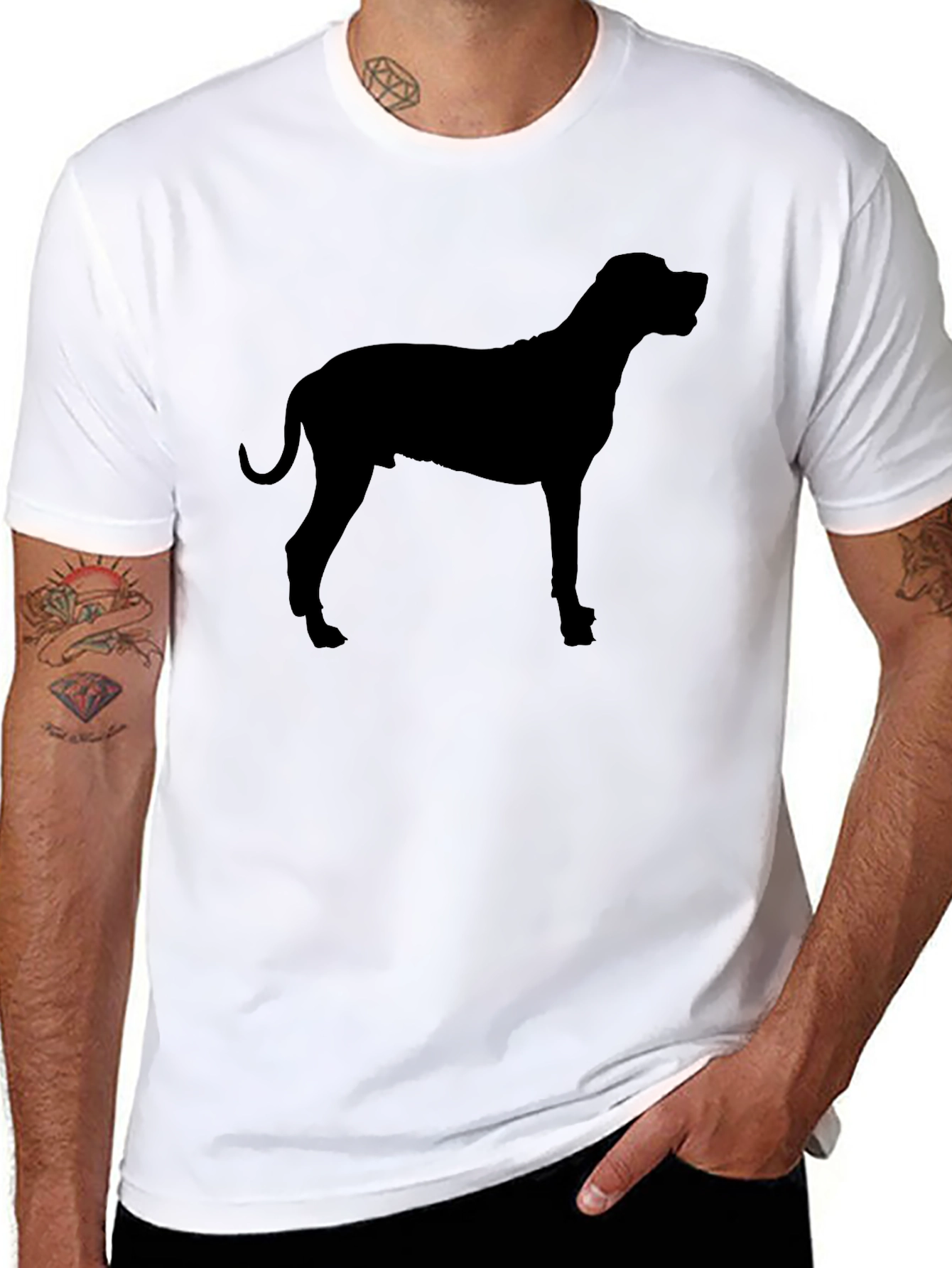 Black Dog Silhouette Graphic Black T-Shirt view 8