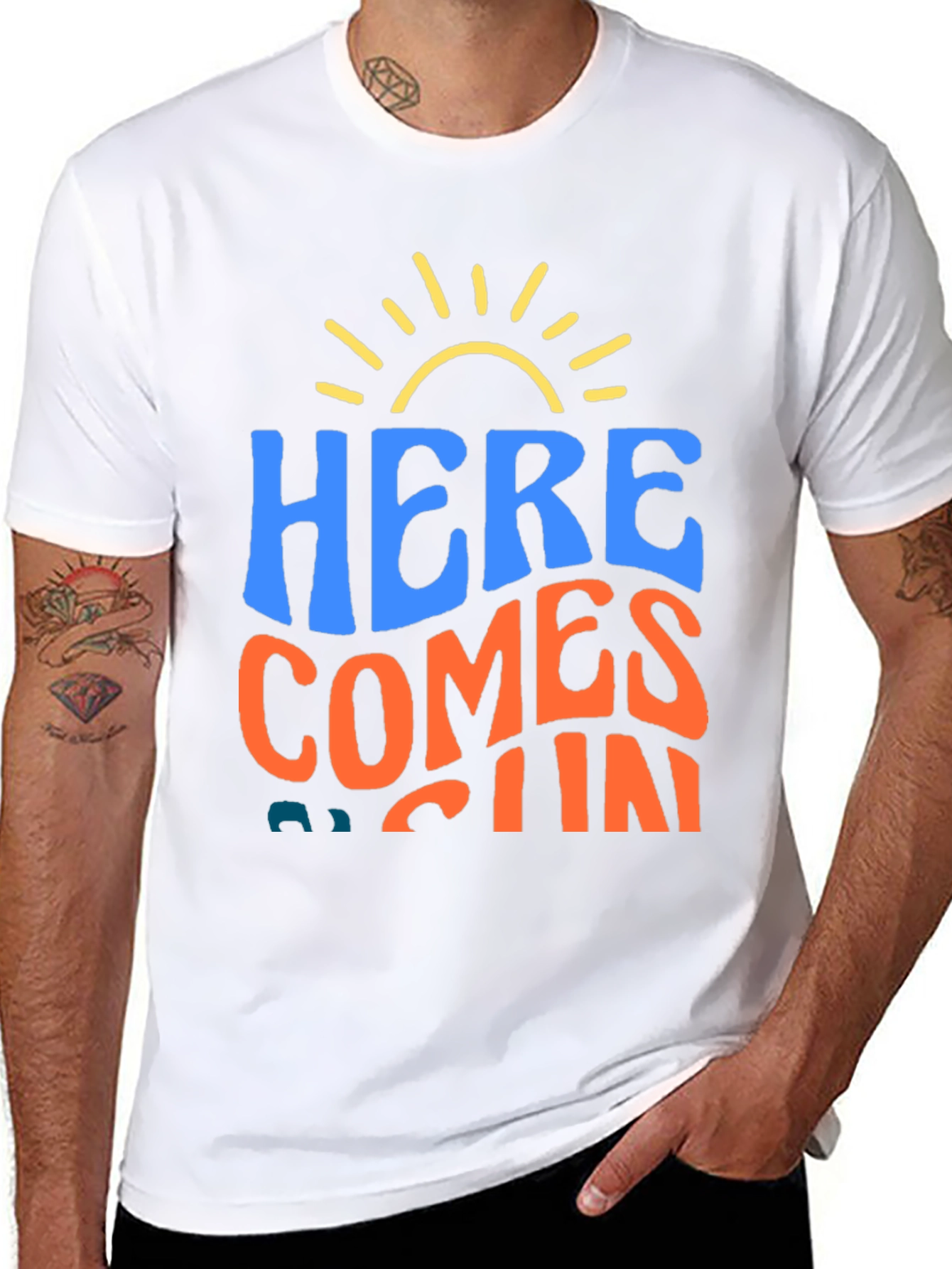 Black Here Comes The Sun Graphic Tee - Black Cotton Blend view 8