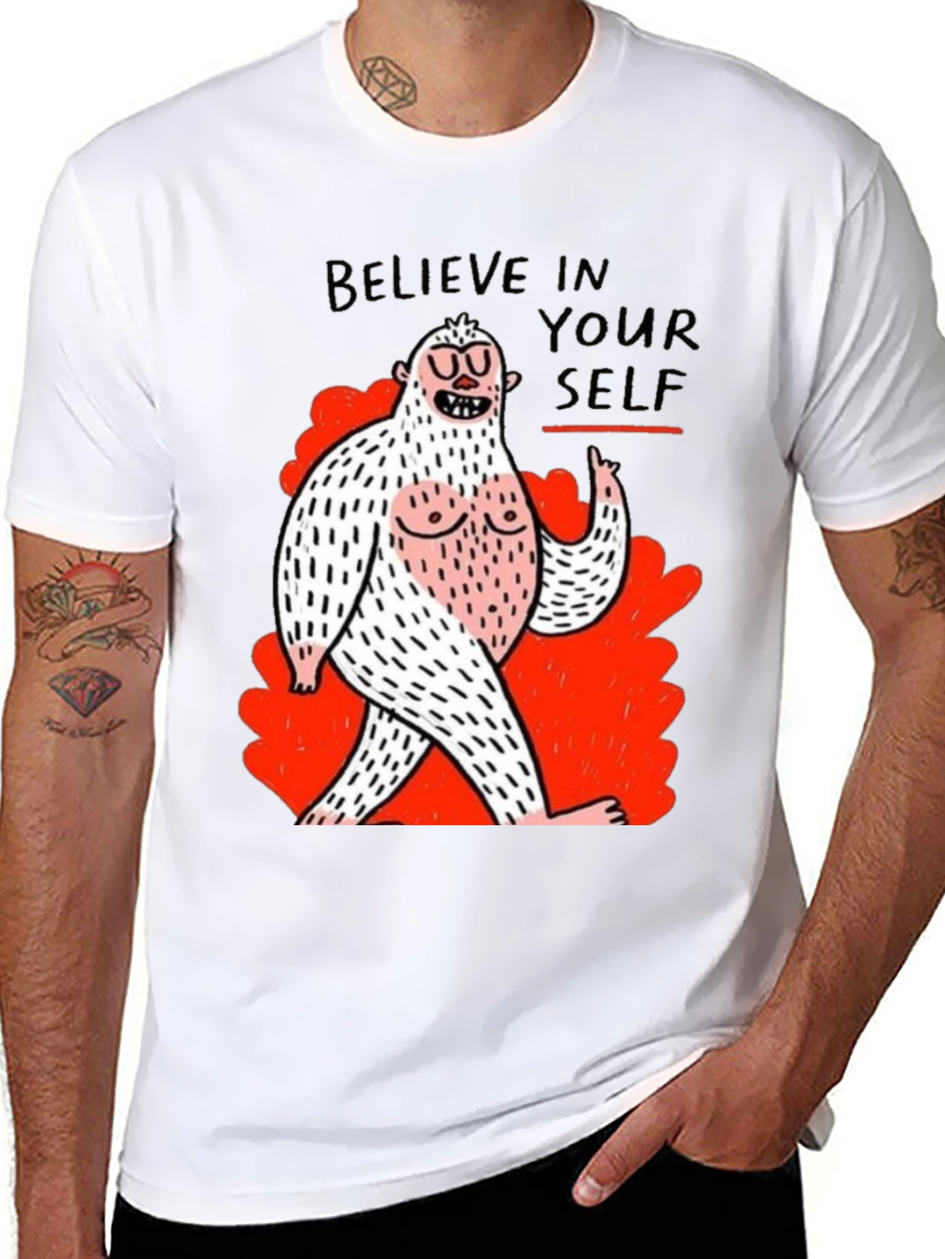 Black Believe In Yourself Funny Graphic Tee view 8