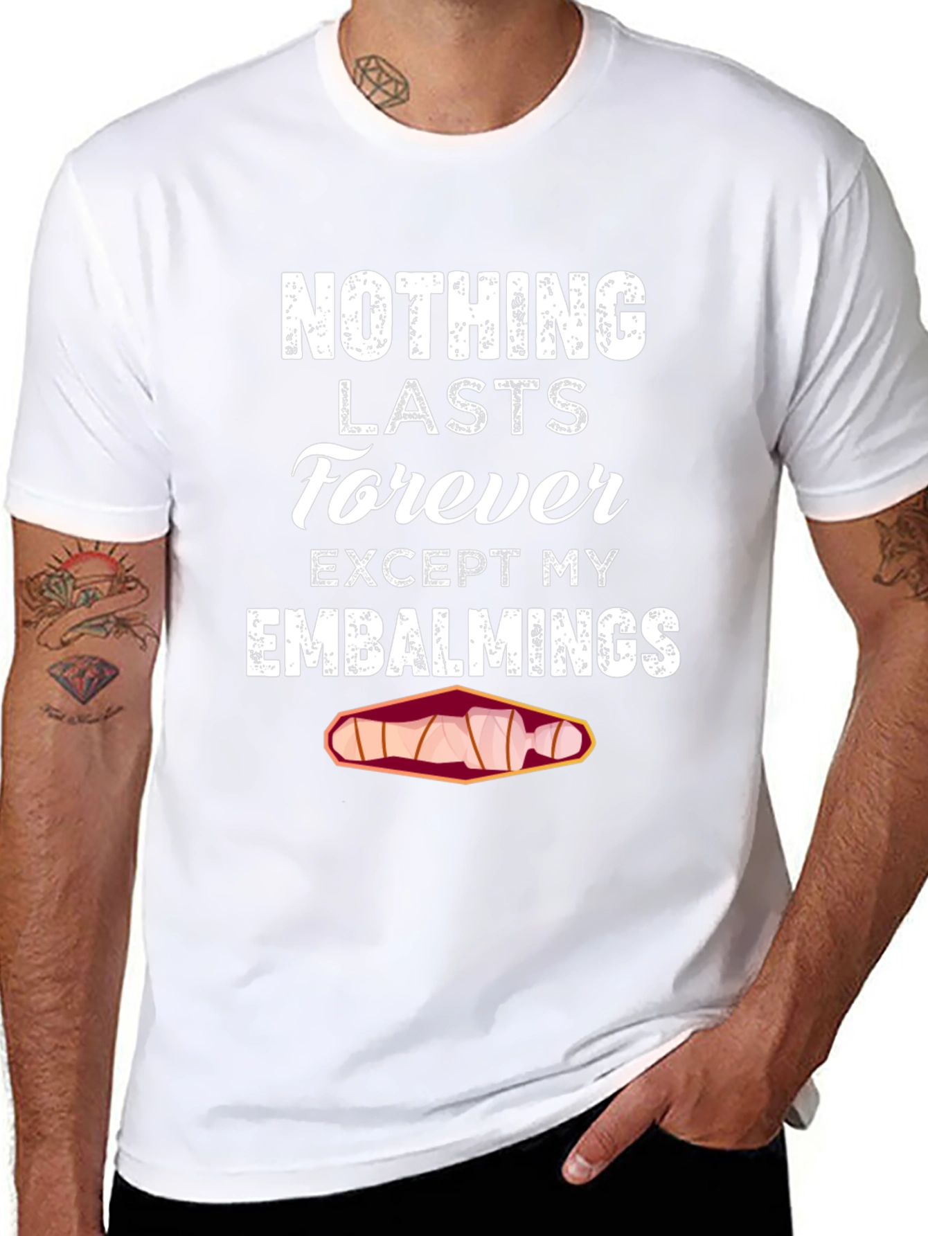 Black Nothing Lasts Forever Embalming T-Shirt view 8