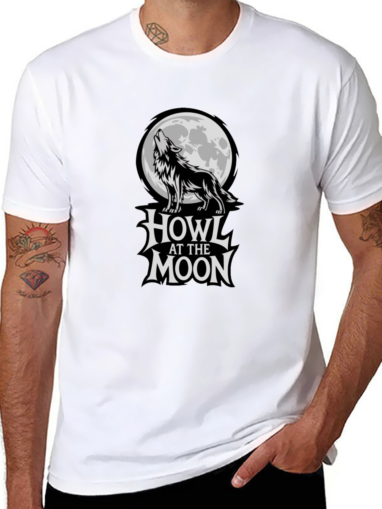 Black Howl at the Moon Graphic T-Shirt - Black view 8