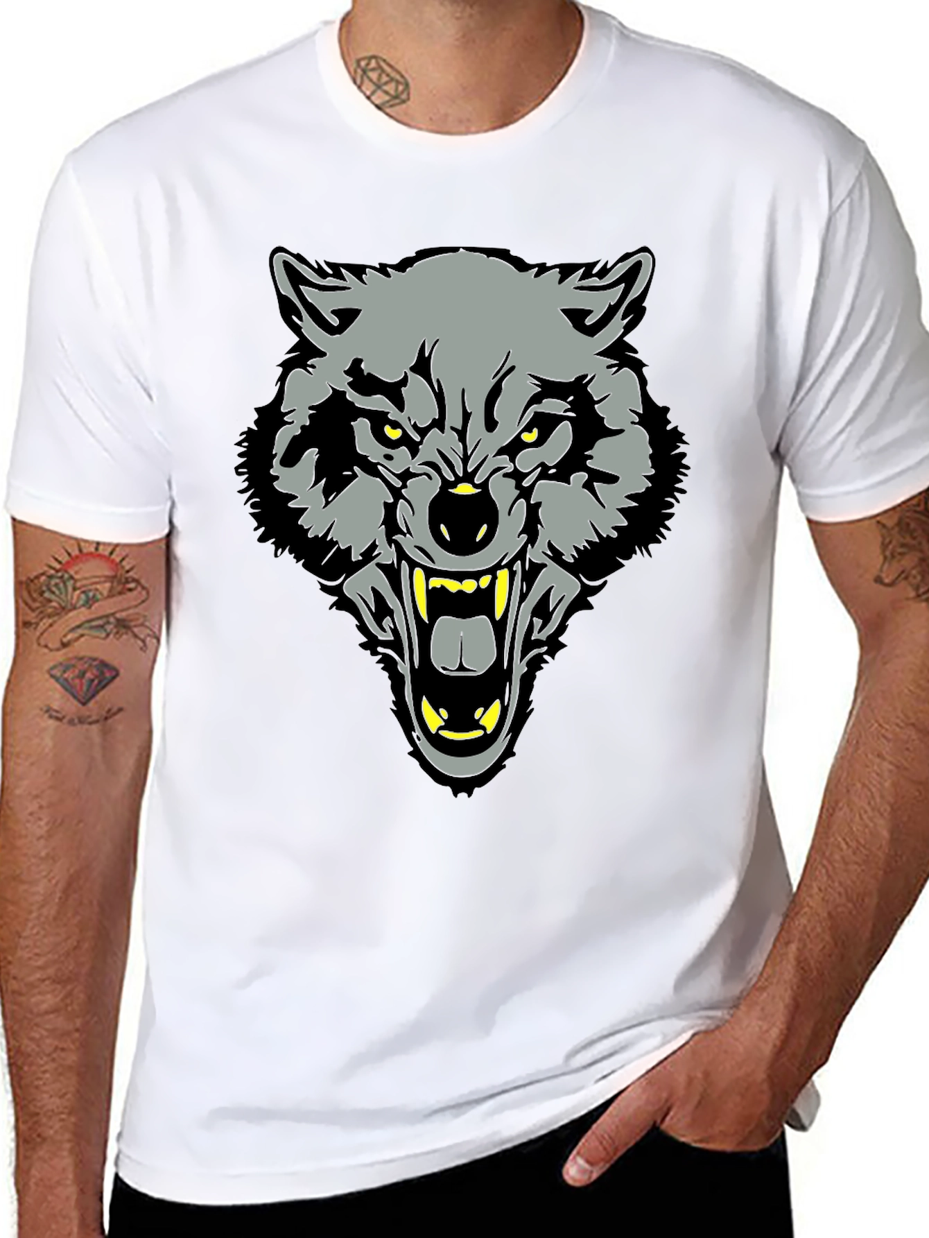Black Wolf Graphic Black T-Shirt view 8