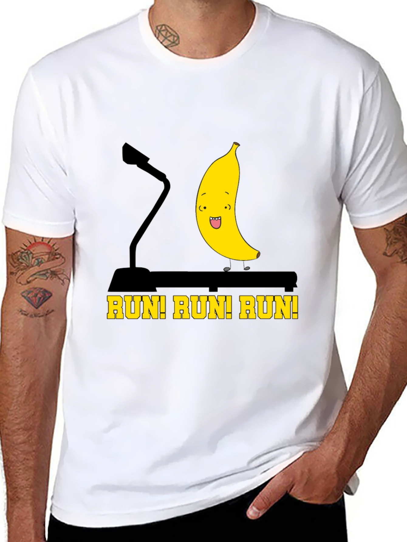 Black Run Banana Run Funny Graphic Tee view 8