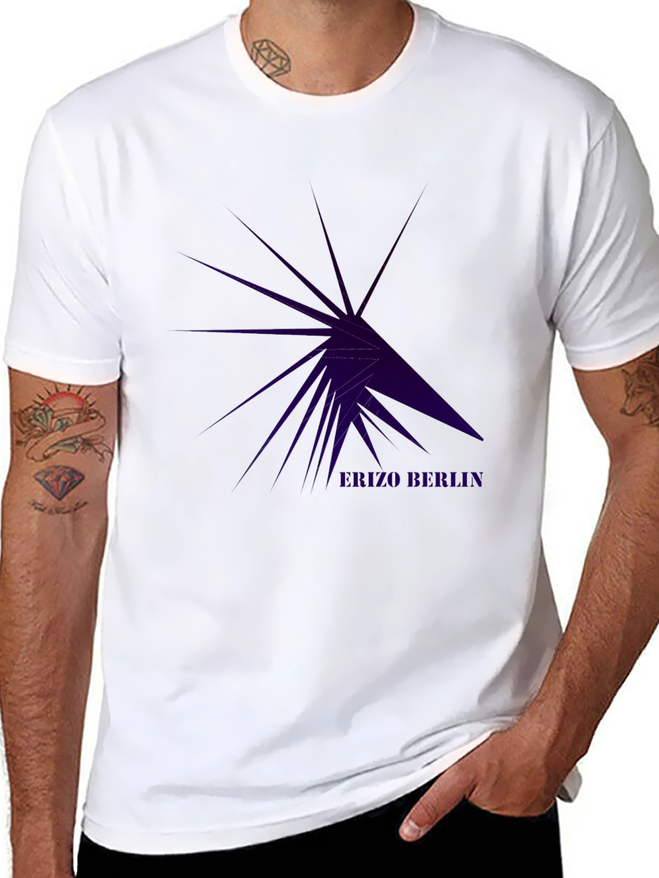 Black Geometric Star Burst T-Shirt view 8