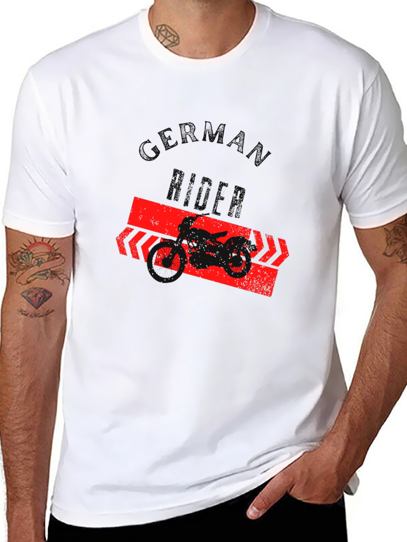 Black German Rider T-Shirt - Black, Motorcycle Graphic Tee view 8