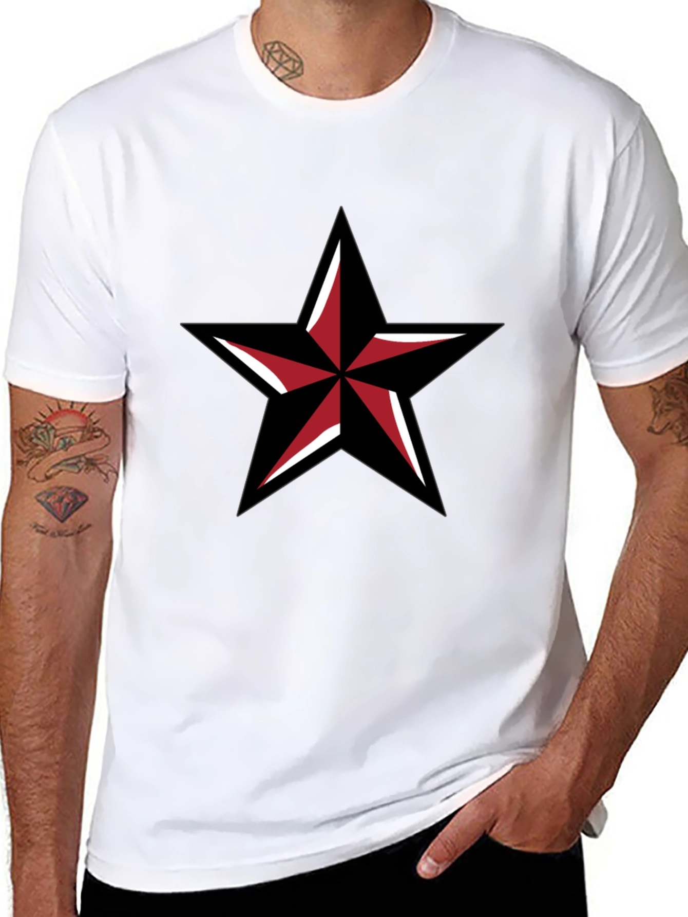 Black Black Star Graphic Tee - Mens Casual Fashion view 8
