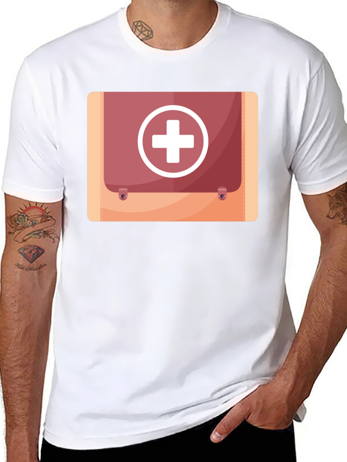 Black First Aid Kit Graphic Black Tee view 8