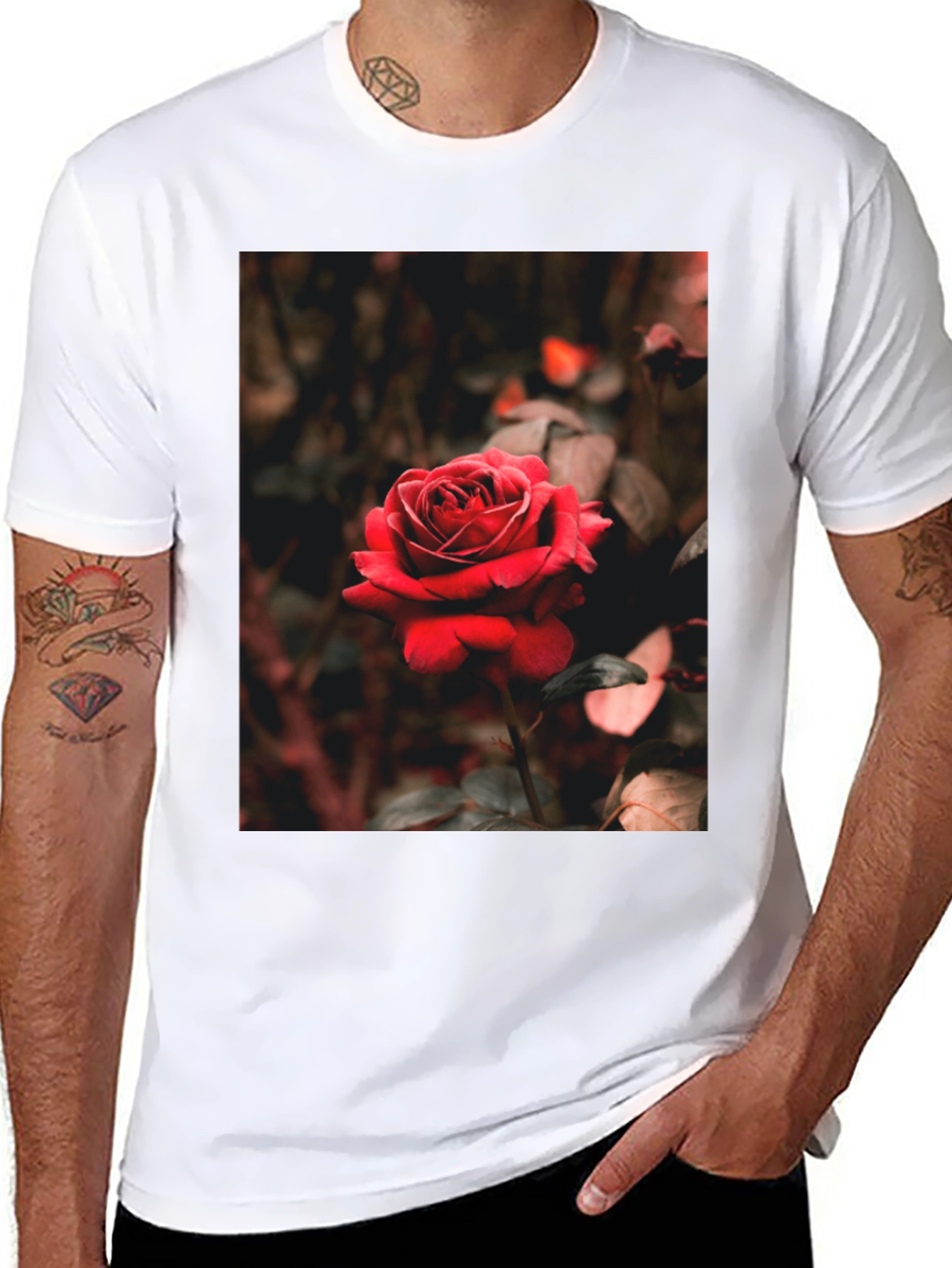 Black Rose Graphic Tee - Black Cotton T-Shirt view 8