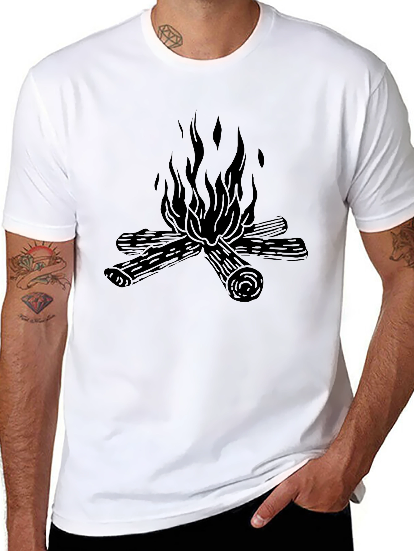 Black Campfire Graphic Tee - Soft Black Cotton T-Shirt view 8