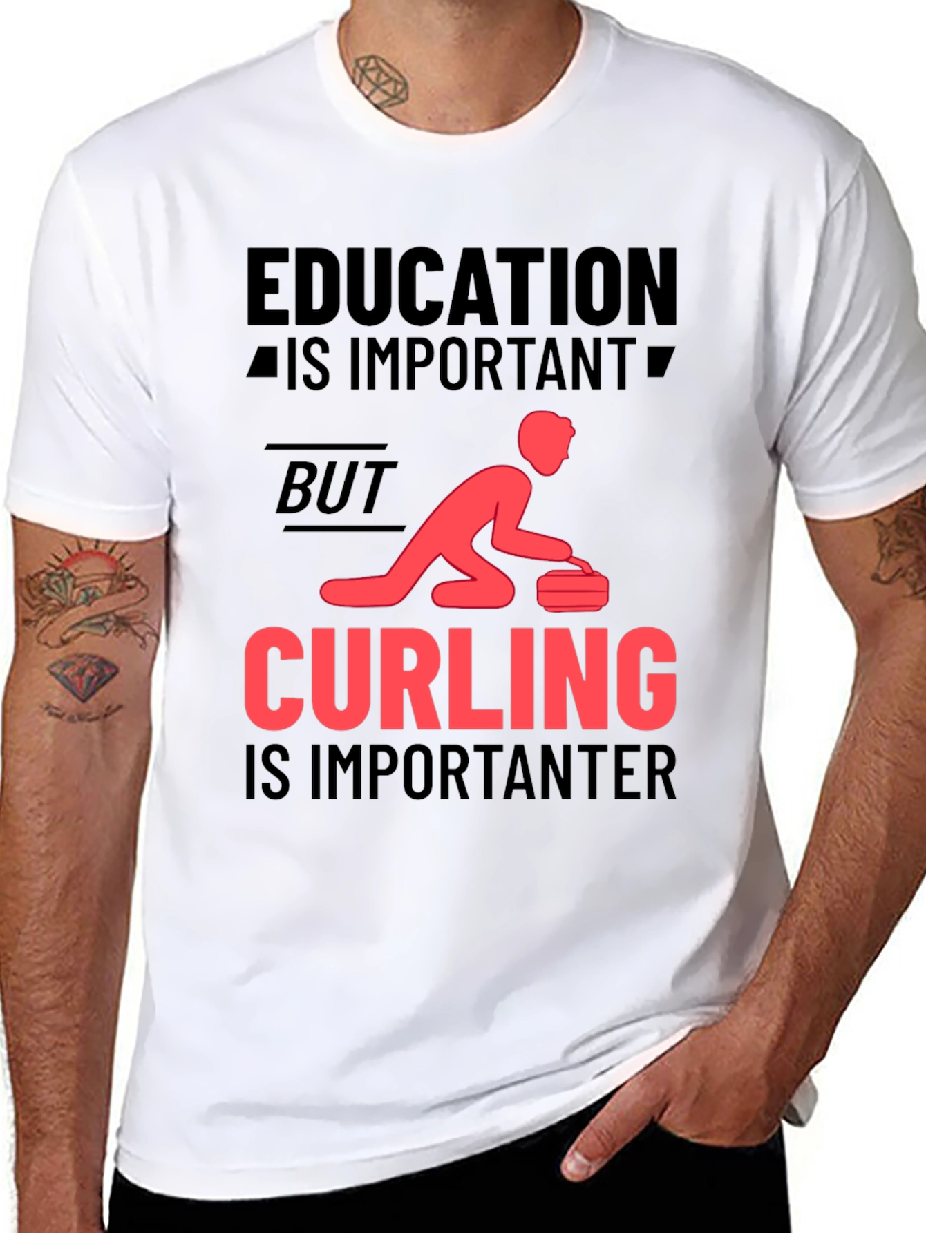 Black Education Important? Curling Importanter T-Shirt view 8