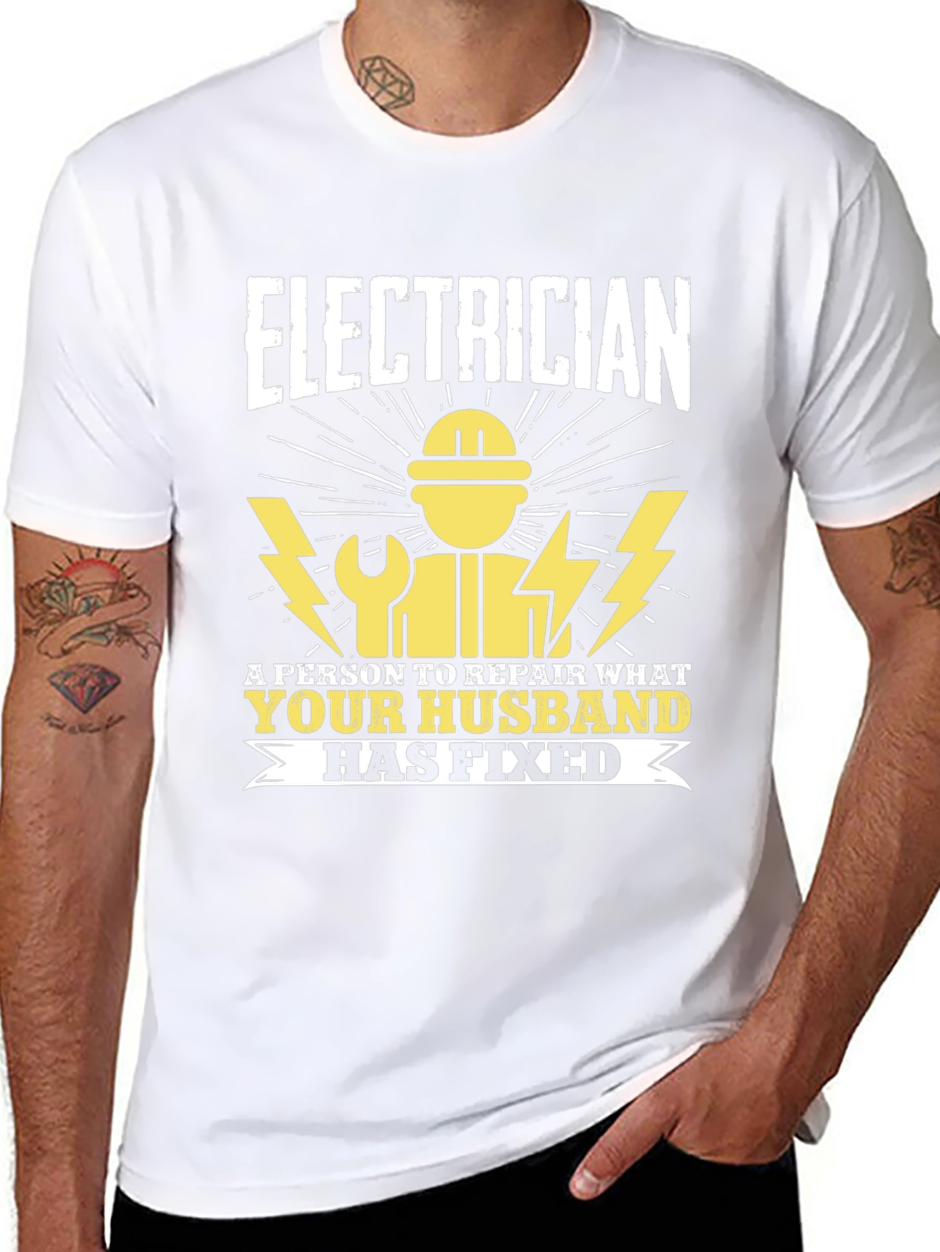 Black Electrician Humor T-Shirt view 8