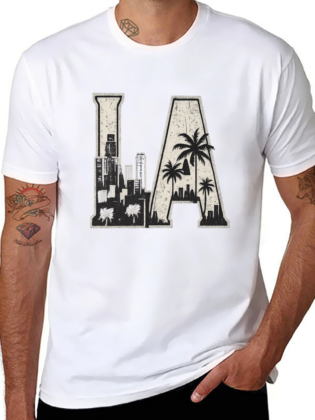 Black LA Skyline Graphic Tee - Urban Style view 8