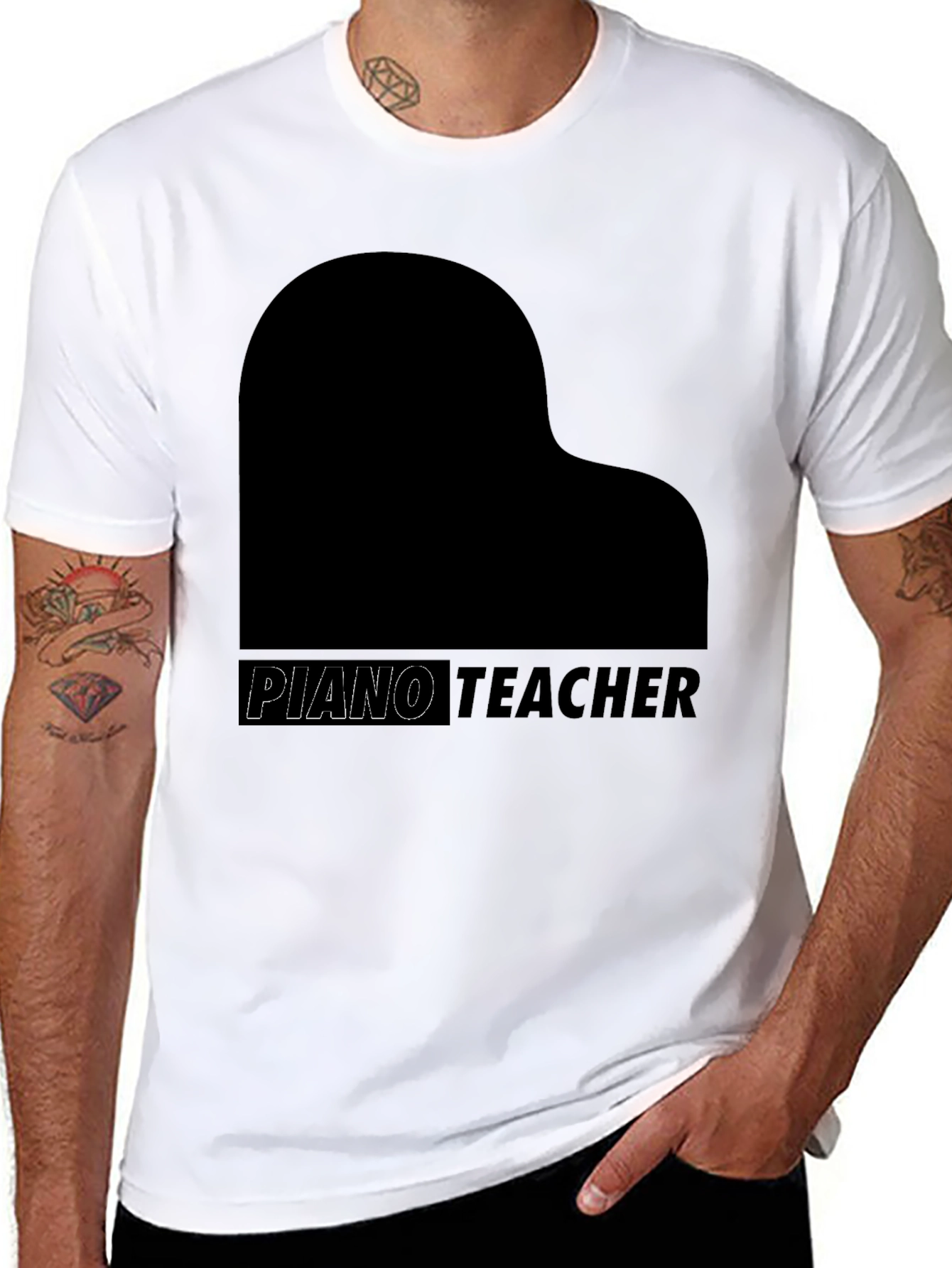 Piano Teacher Graphic Black T-Shirt - 8