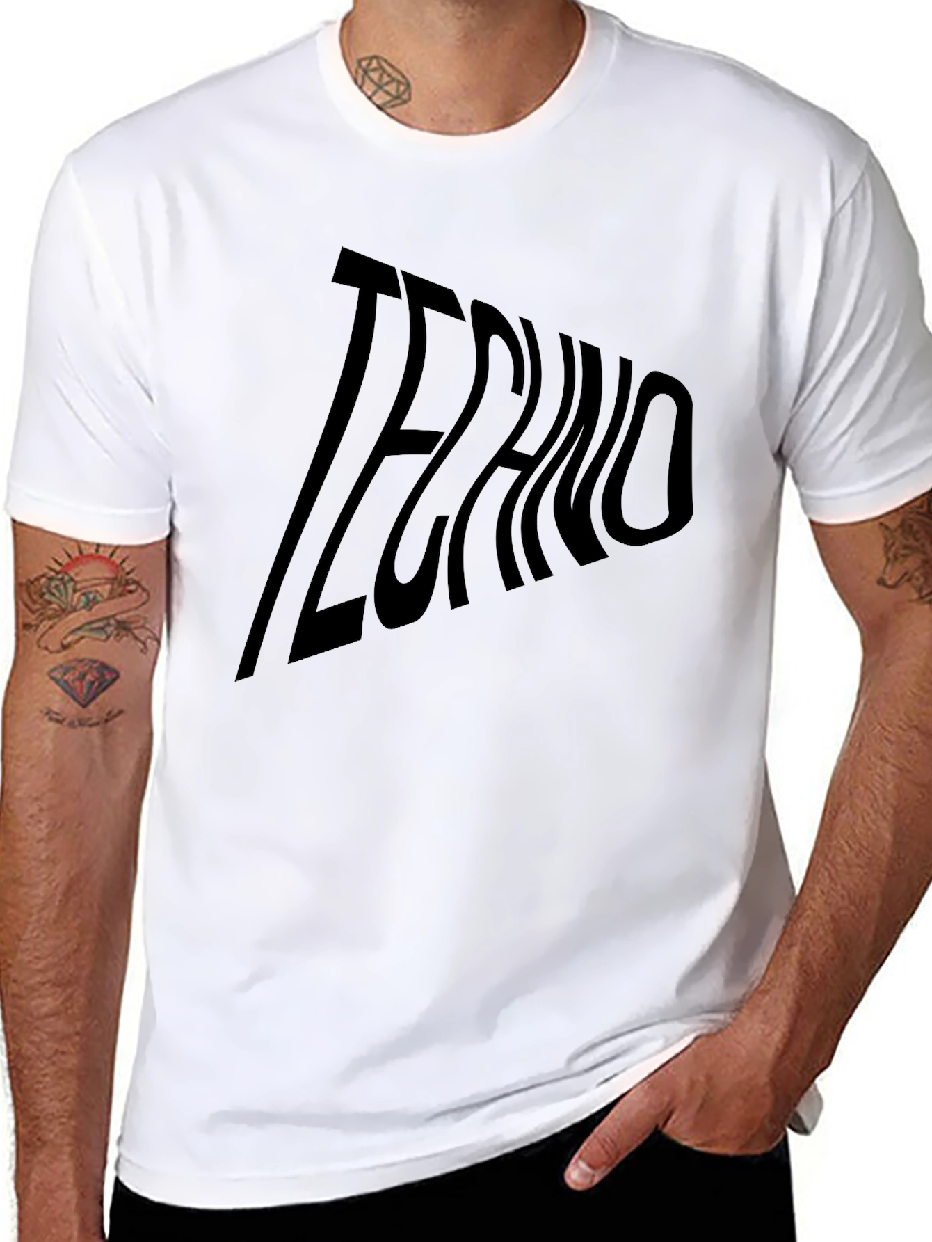 Black Bold Techno Graphic Tee - Black view 8