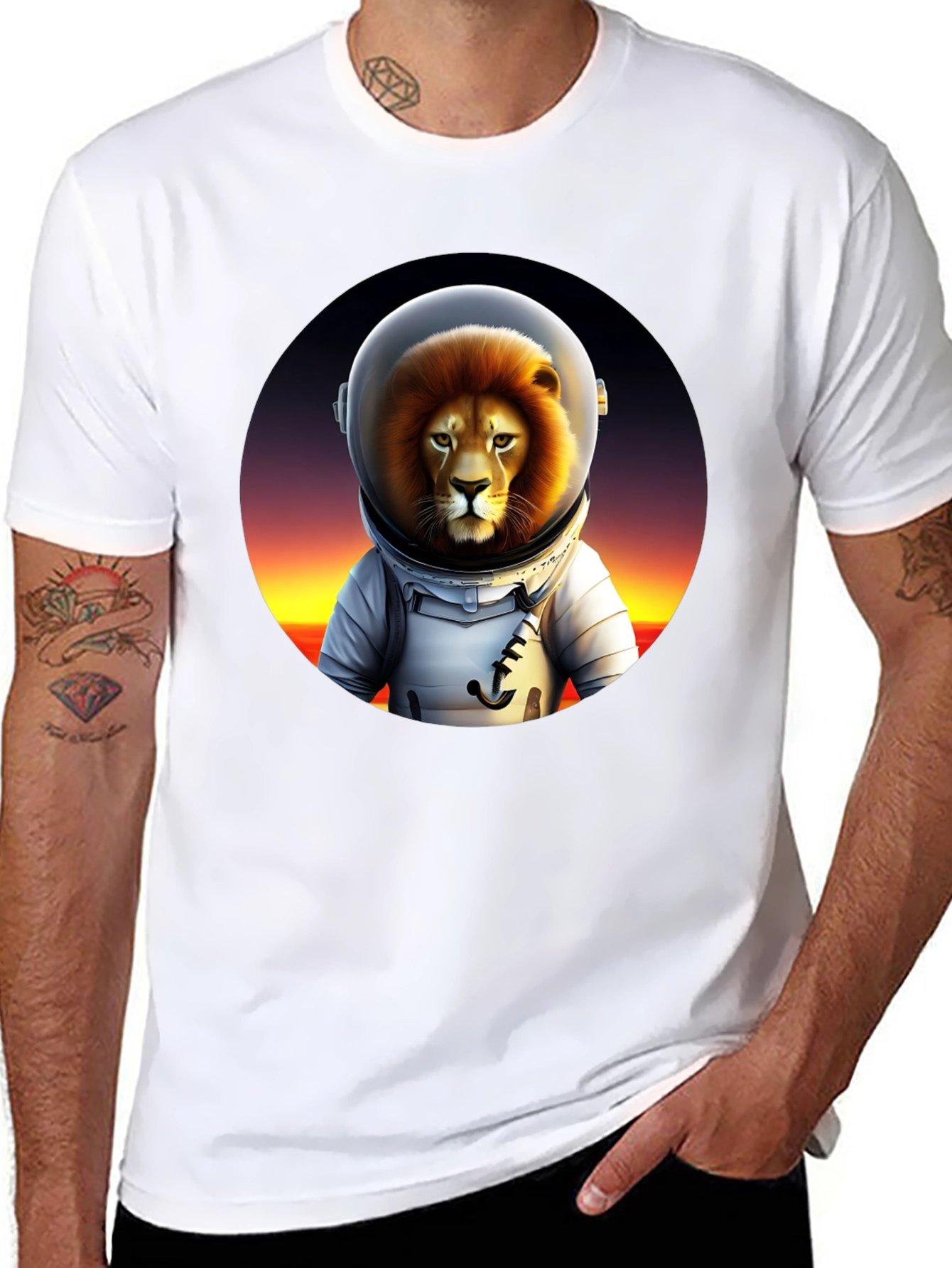 Black Lion Astronaut T-Shirt - Space Explorer Tee view 8