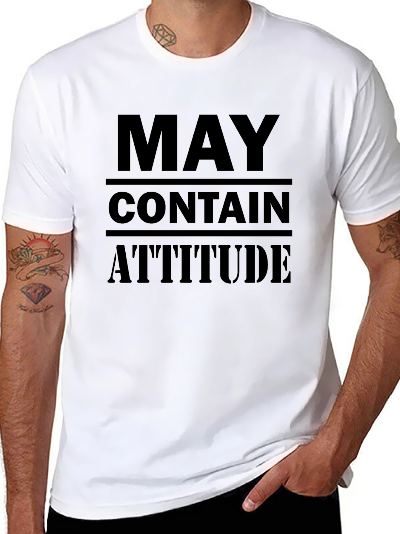 Black May Contain Attitude Graphic Tee - Black view 8