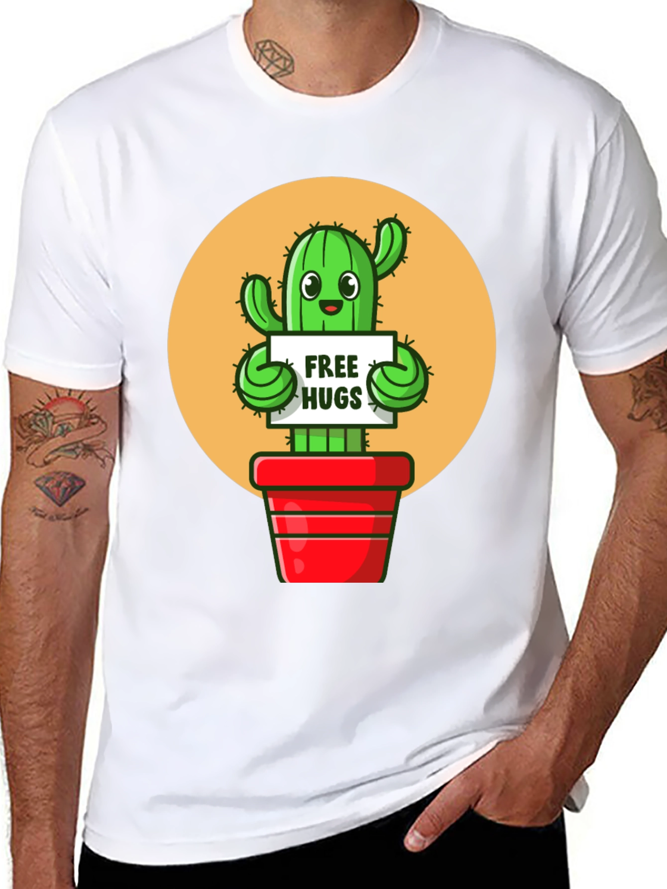 Black Cactus Free Hugs Graphic Tee view 8
