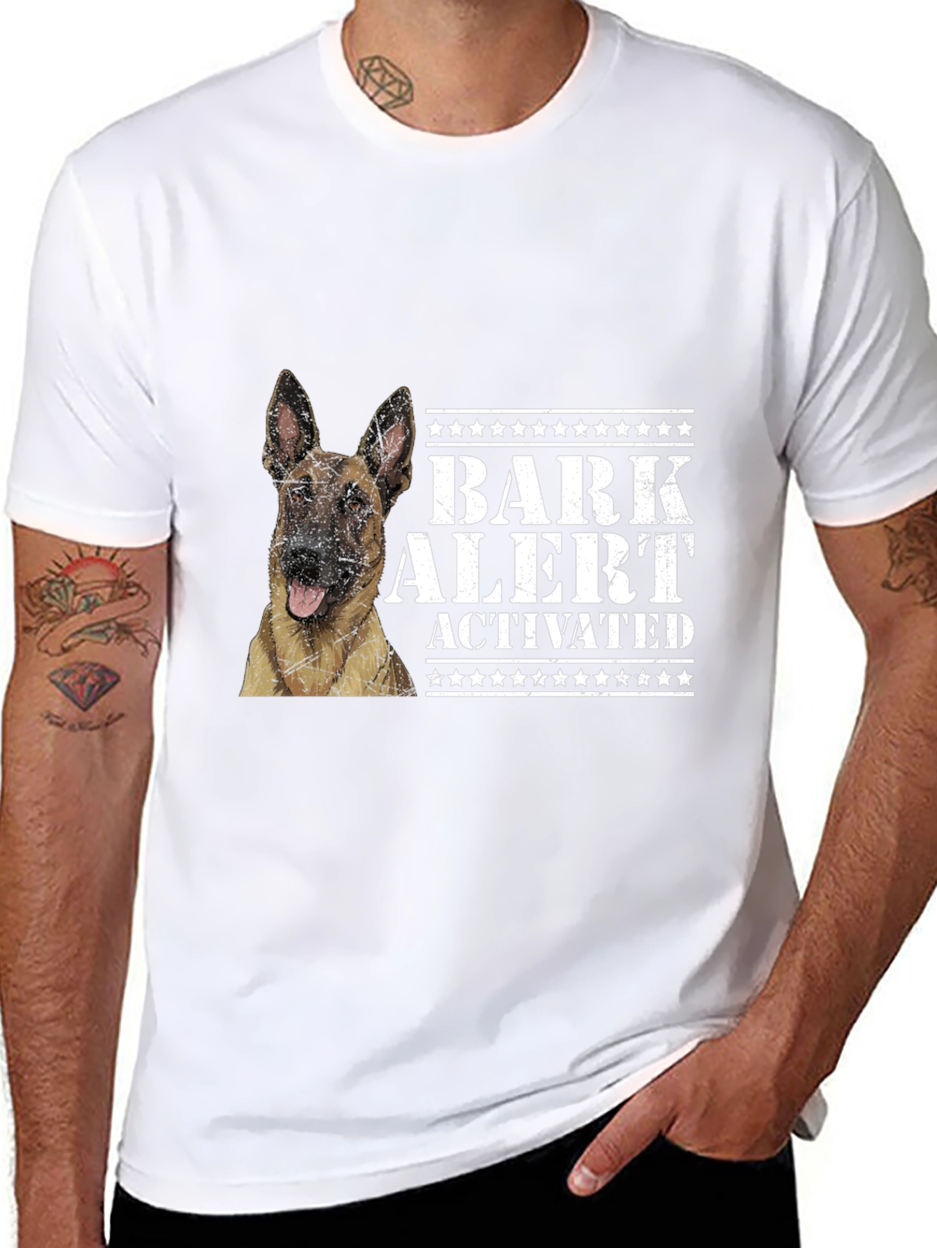 Black Bark Alert Dog Lover T-Shirt view 8