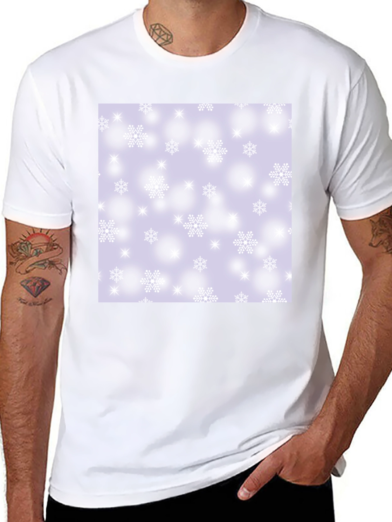 Black Snowflake Pattern T-Shirt view 8