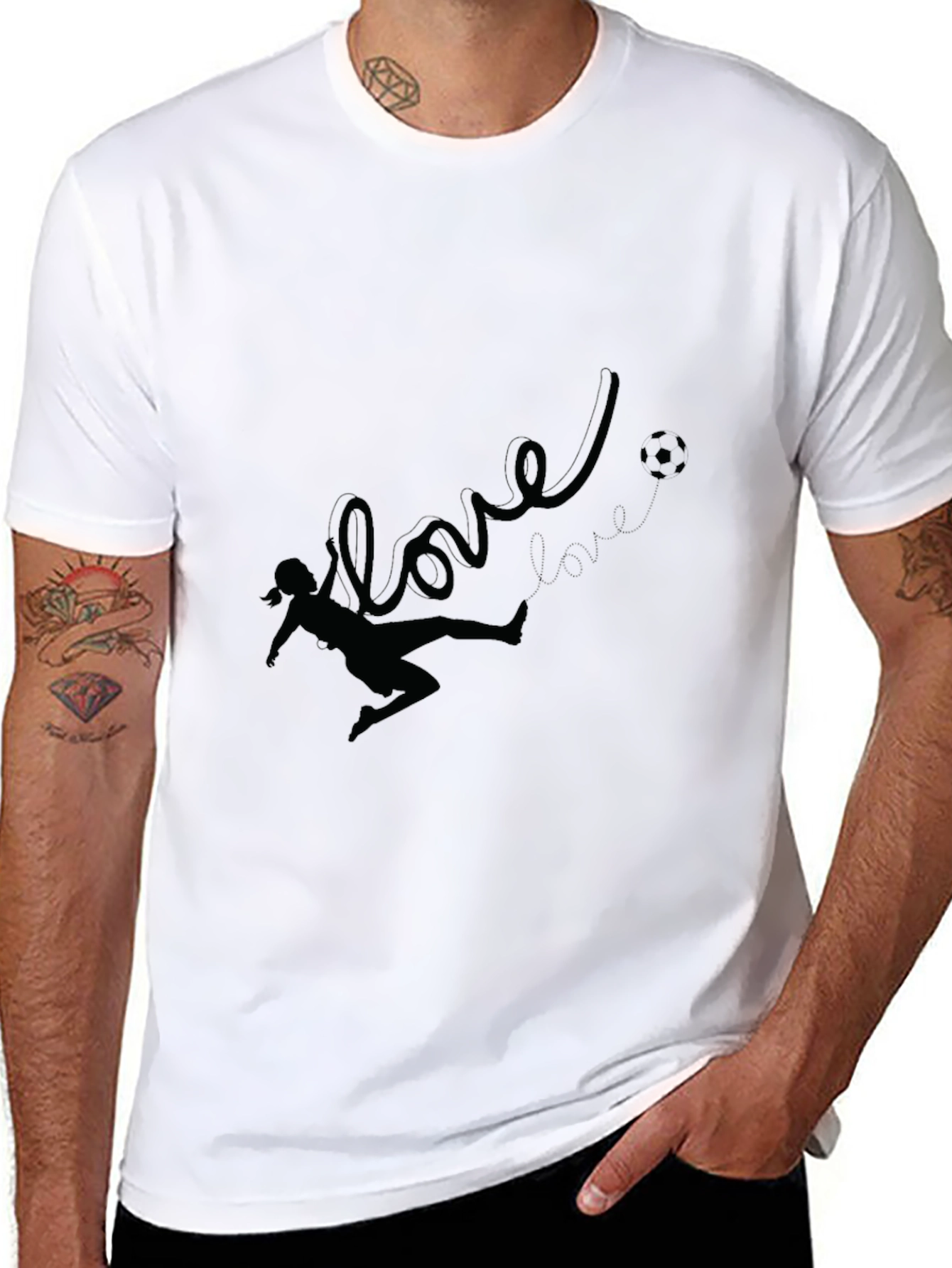 Black Love Soccer Black T-Shirt for Women view 8