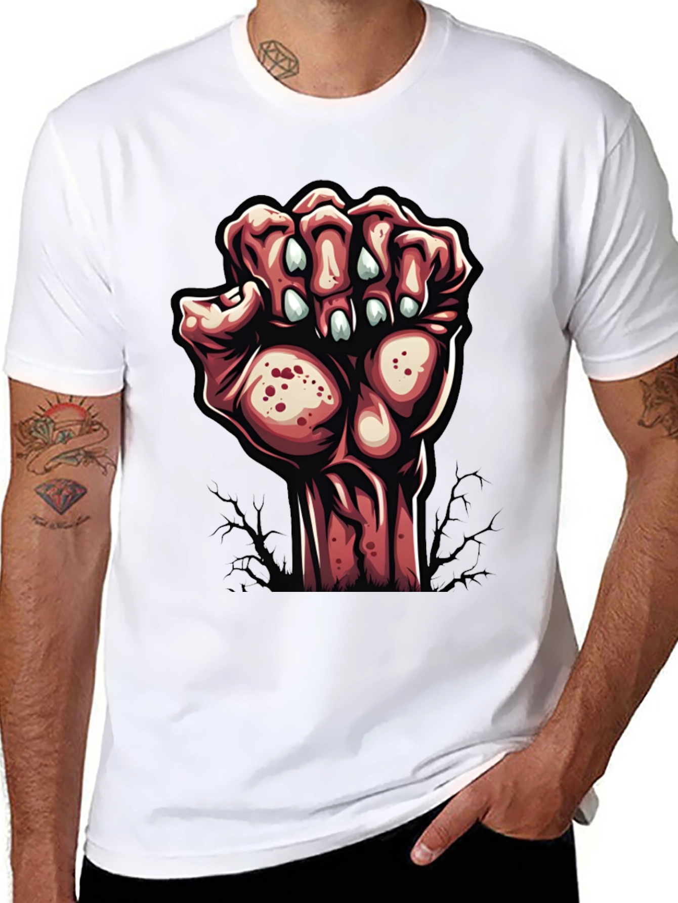 Black Zombie Hand Graphic Tee - Unique Halloween Style view 8