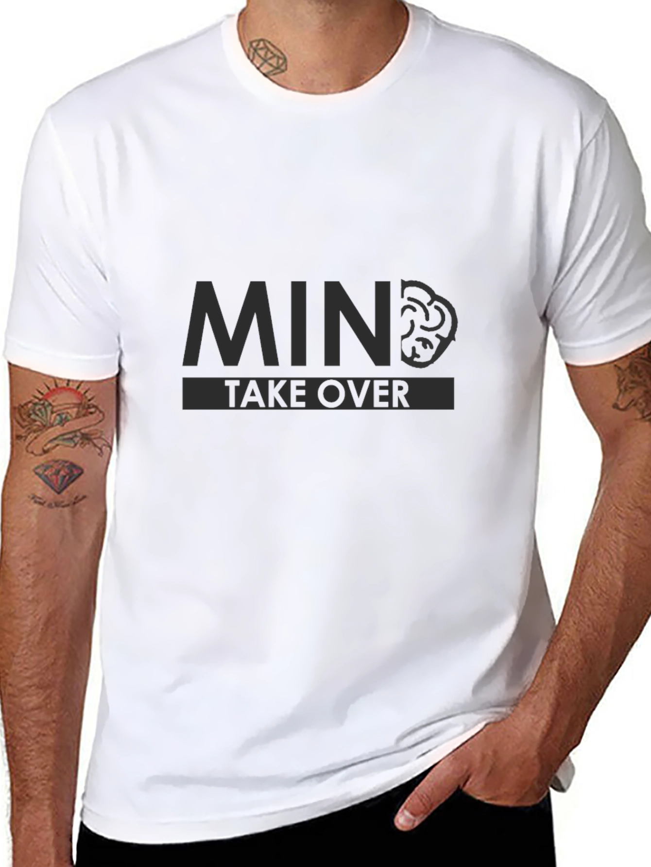 Black Mind Takeover Graphic Tee - Black Cotton T-Shirt view 8