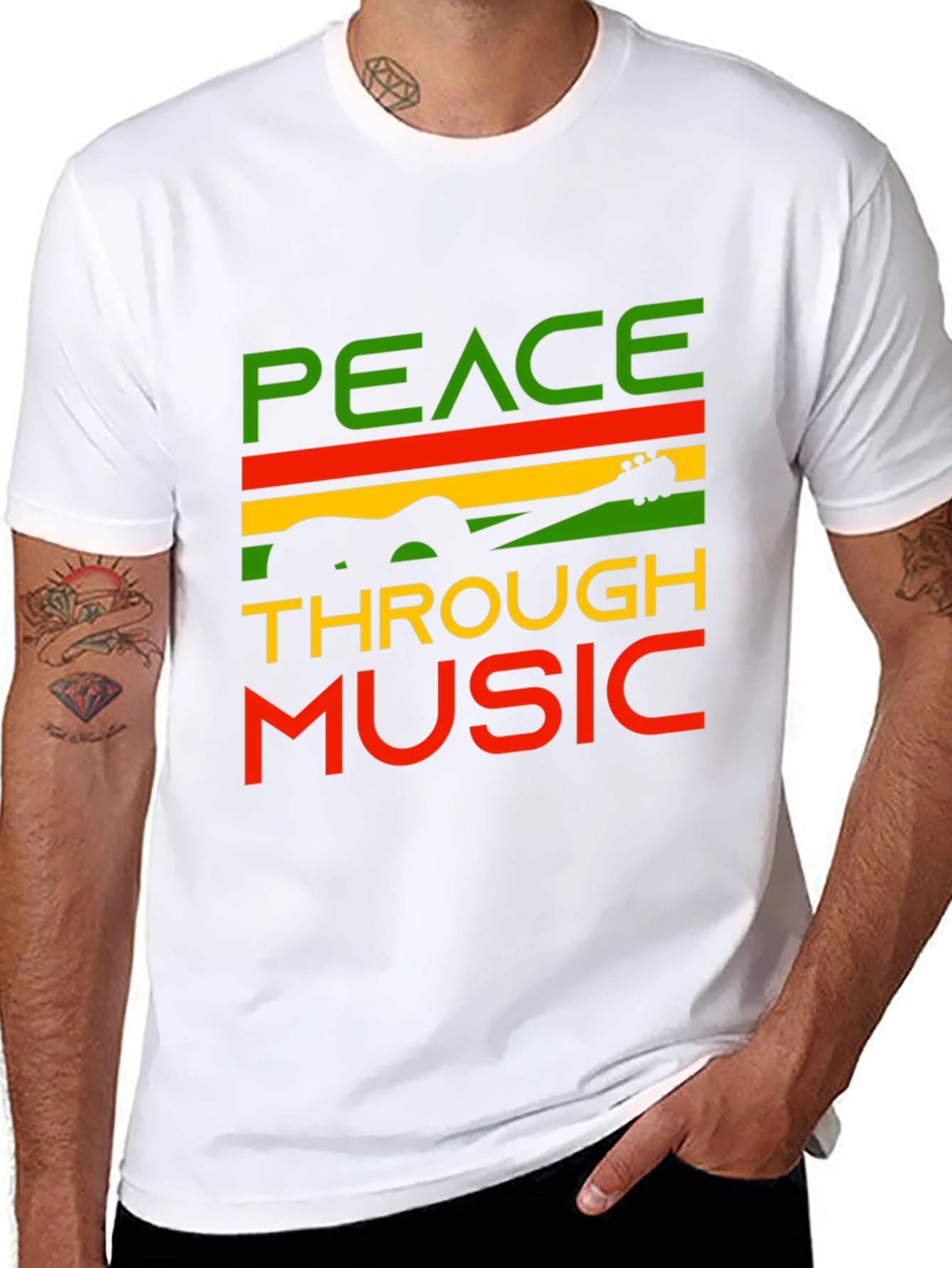 Black Peace Through Music Graphic Tee view 8