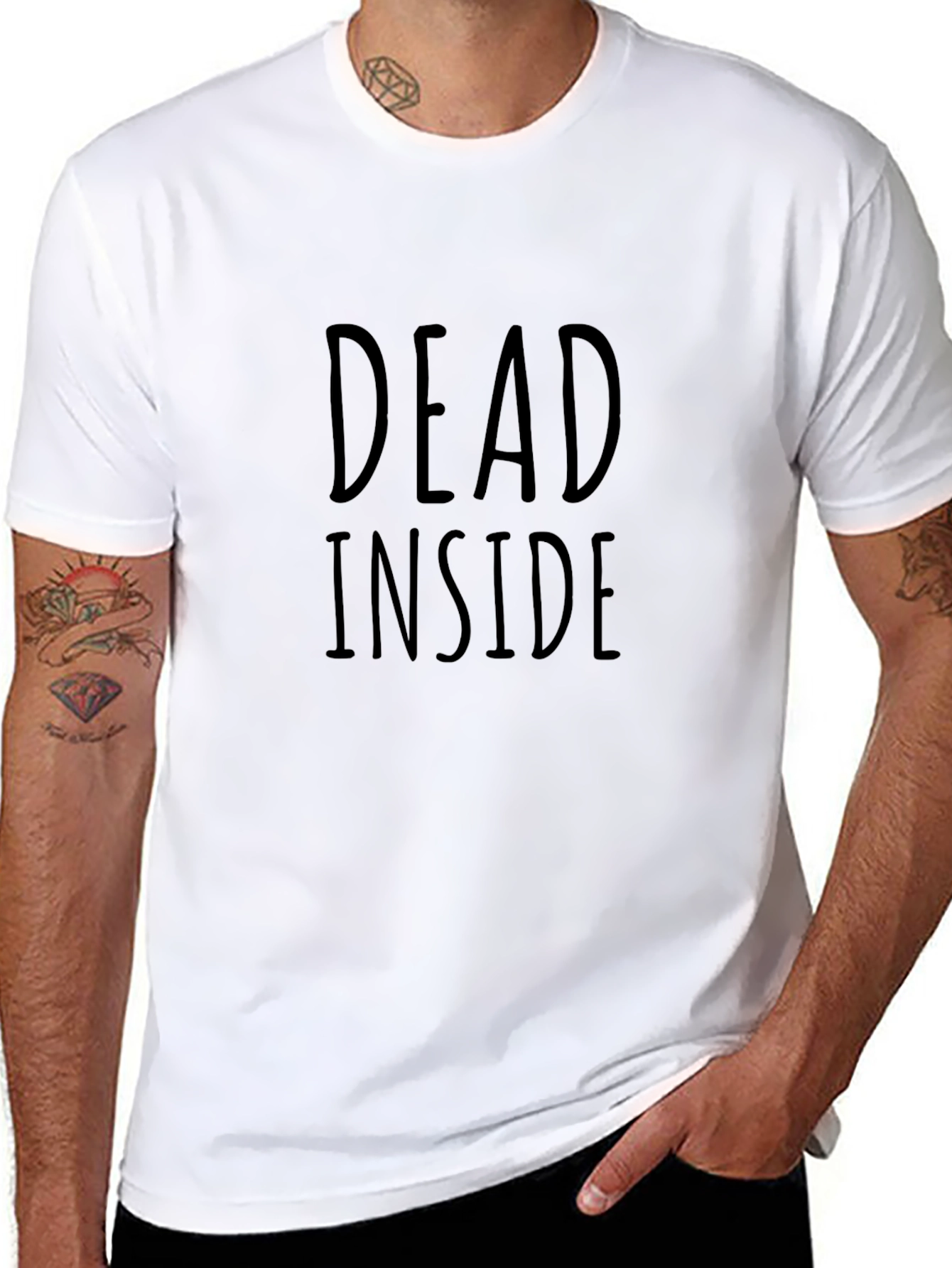 Black Dead Inside Graphic Print T-Shirt view 8