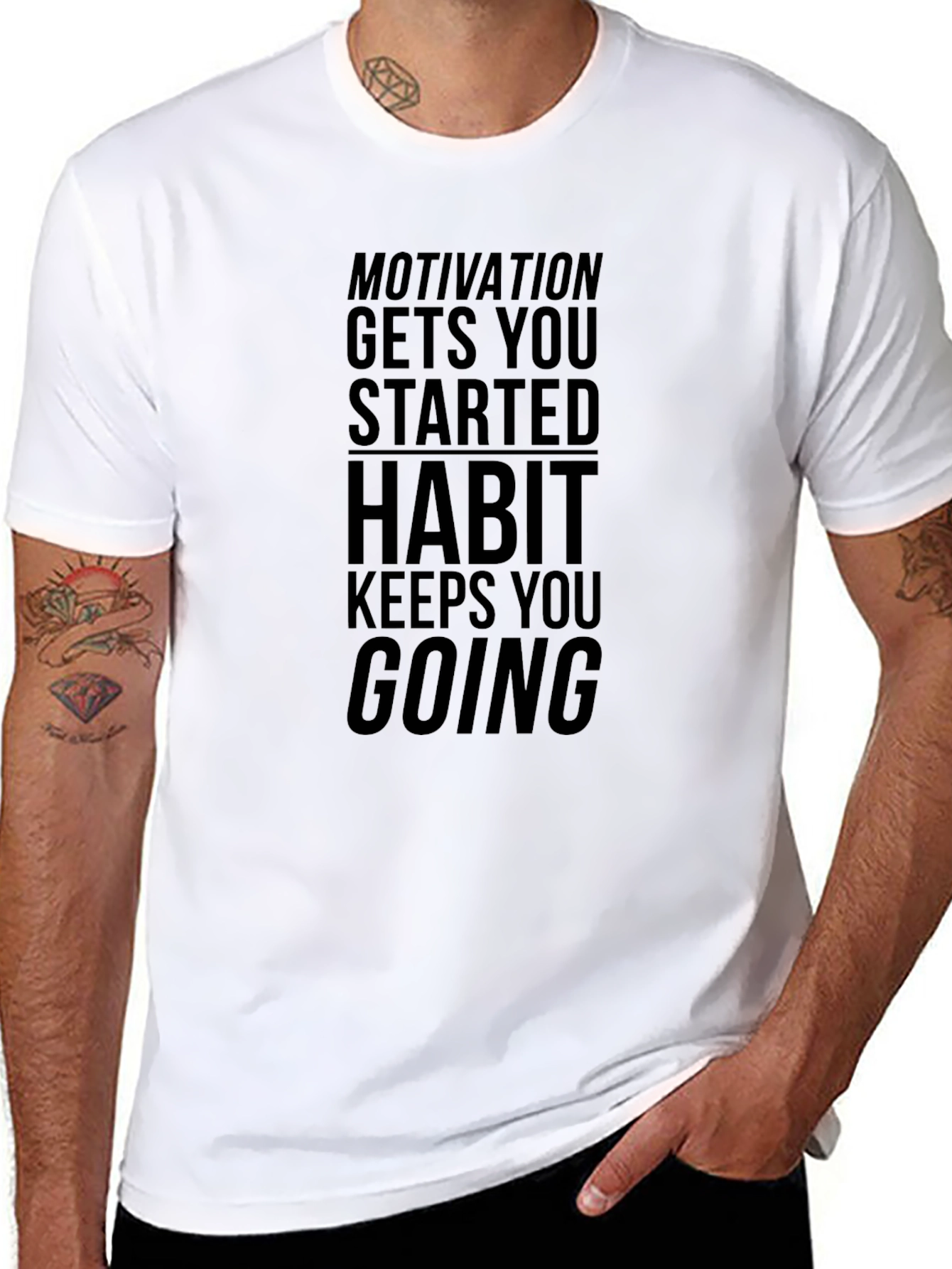 Motivational Black T-Shirt - Habit Keeps You Going - 8