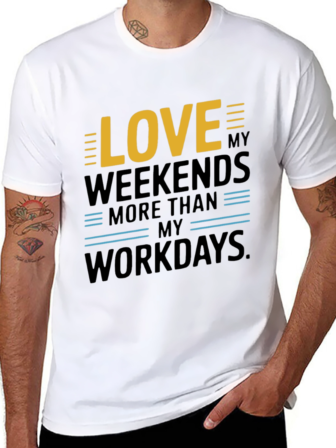 Black Love My Weekends Graphic Tee - Black Cotton view 8