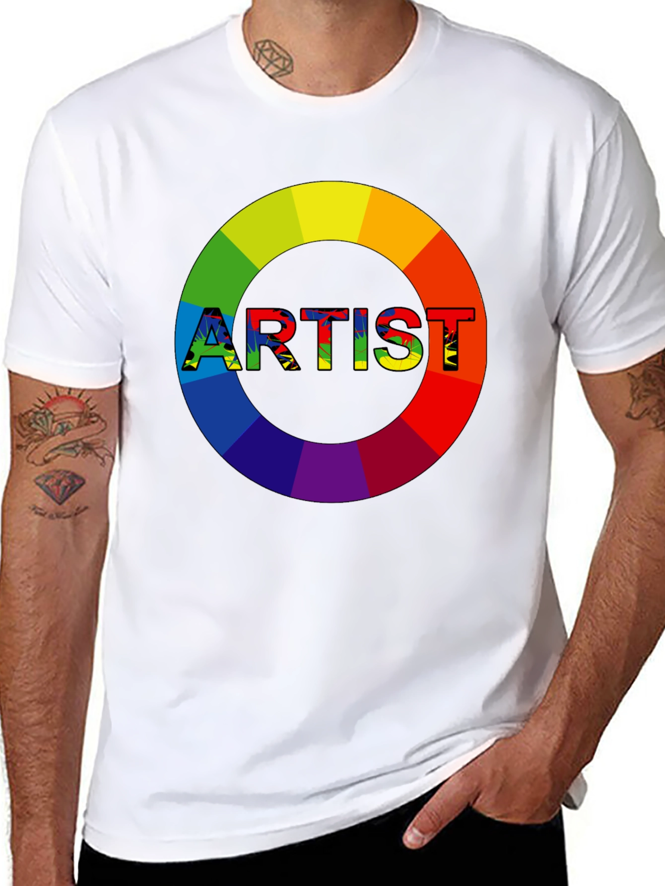 Black Rainbow Artist Graphic Tee - Creative Expression view 8