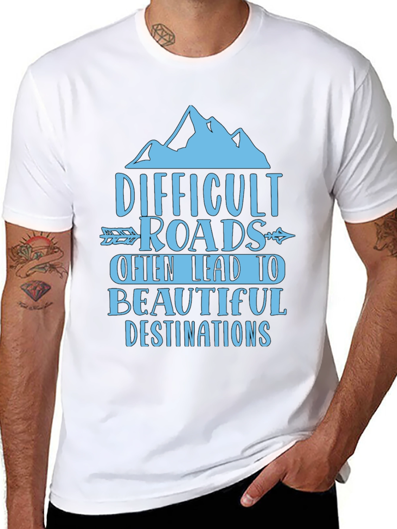 Black Difficult Roads Graphic Tee - Adventure Awaits view 8