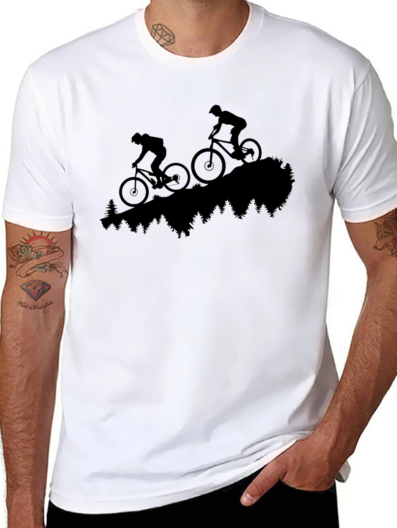 Black Mountain Biking Silhouette T-Shirt view 8