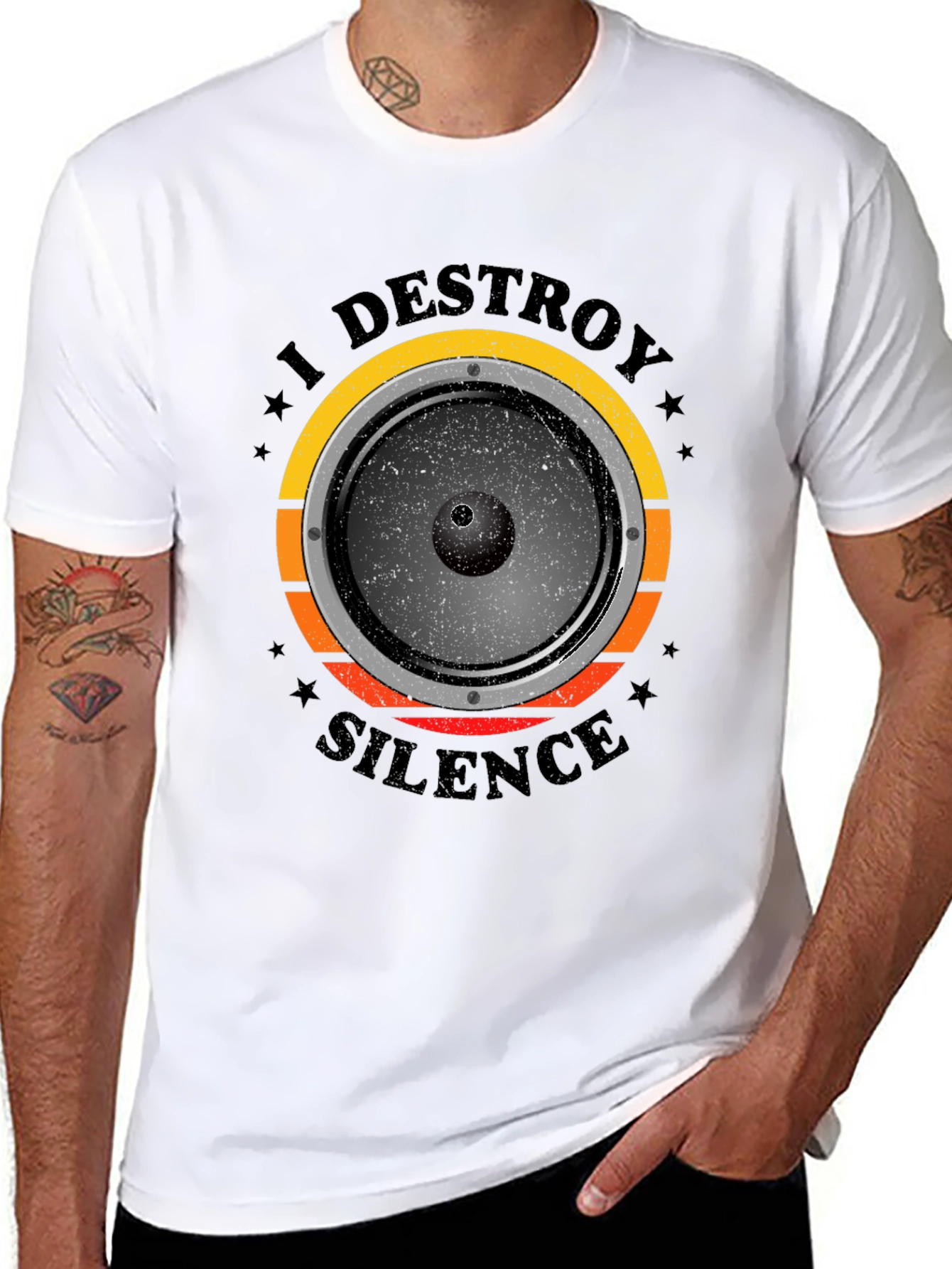 Black I Destroy Silence Graphic T-Shirt view 8
