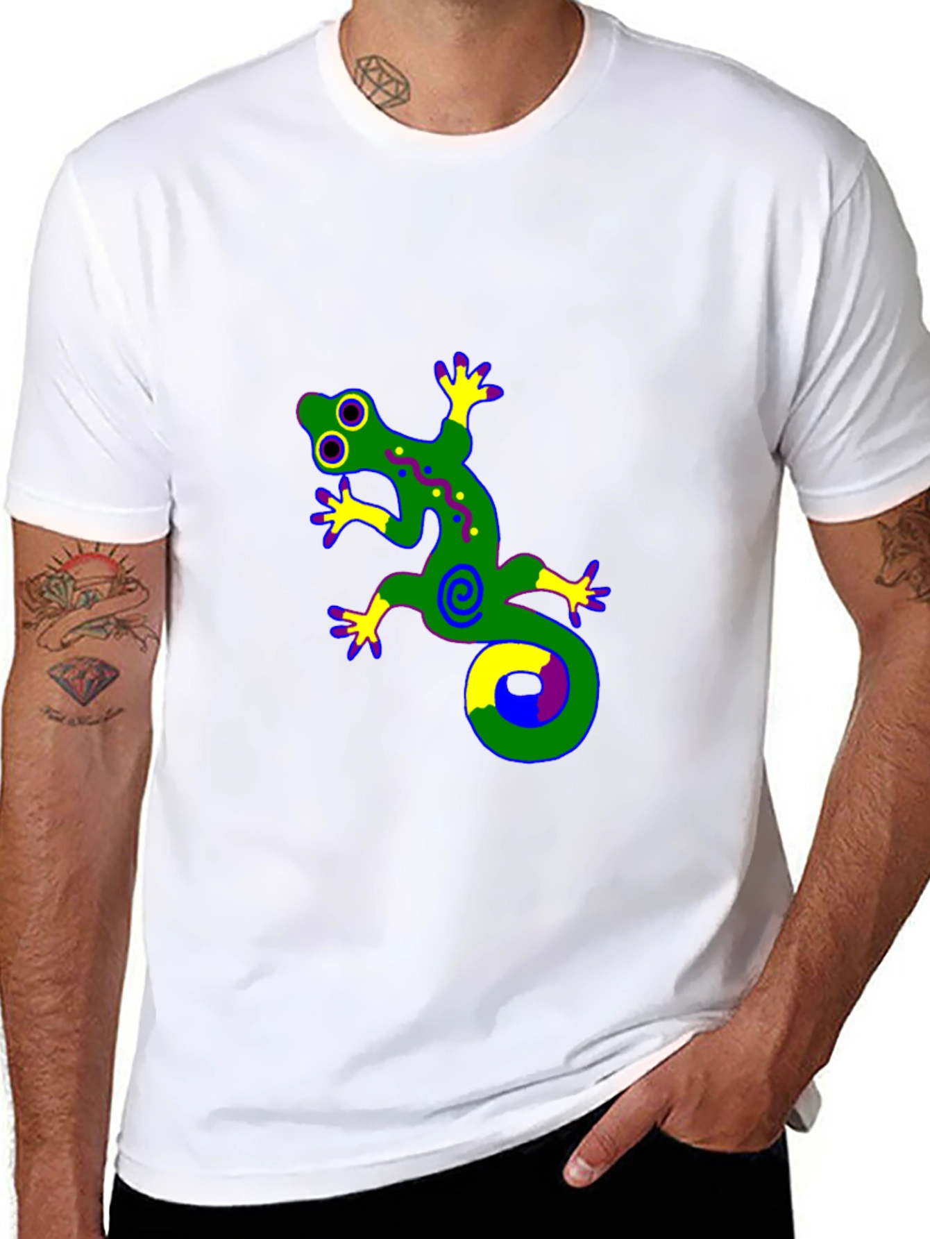 Black Funky Gecko Graphic Tee - Black view 8