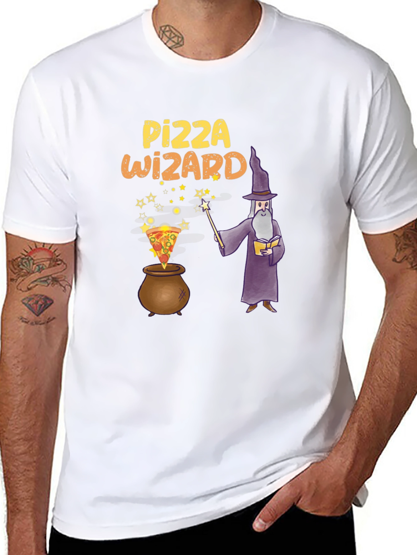 Black Pizza Wizard Graphic T-Shirt view 8