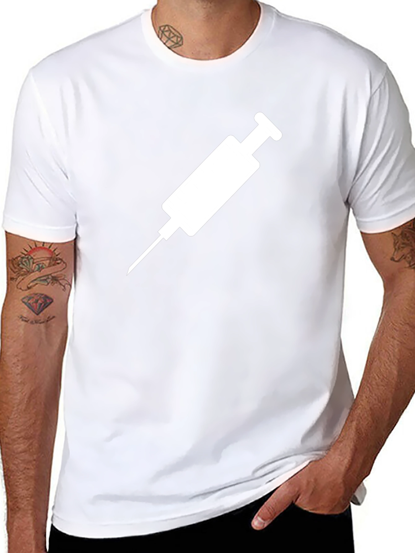 Black Syringe Graphic T-Shirt - Medical Design view 8