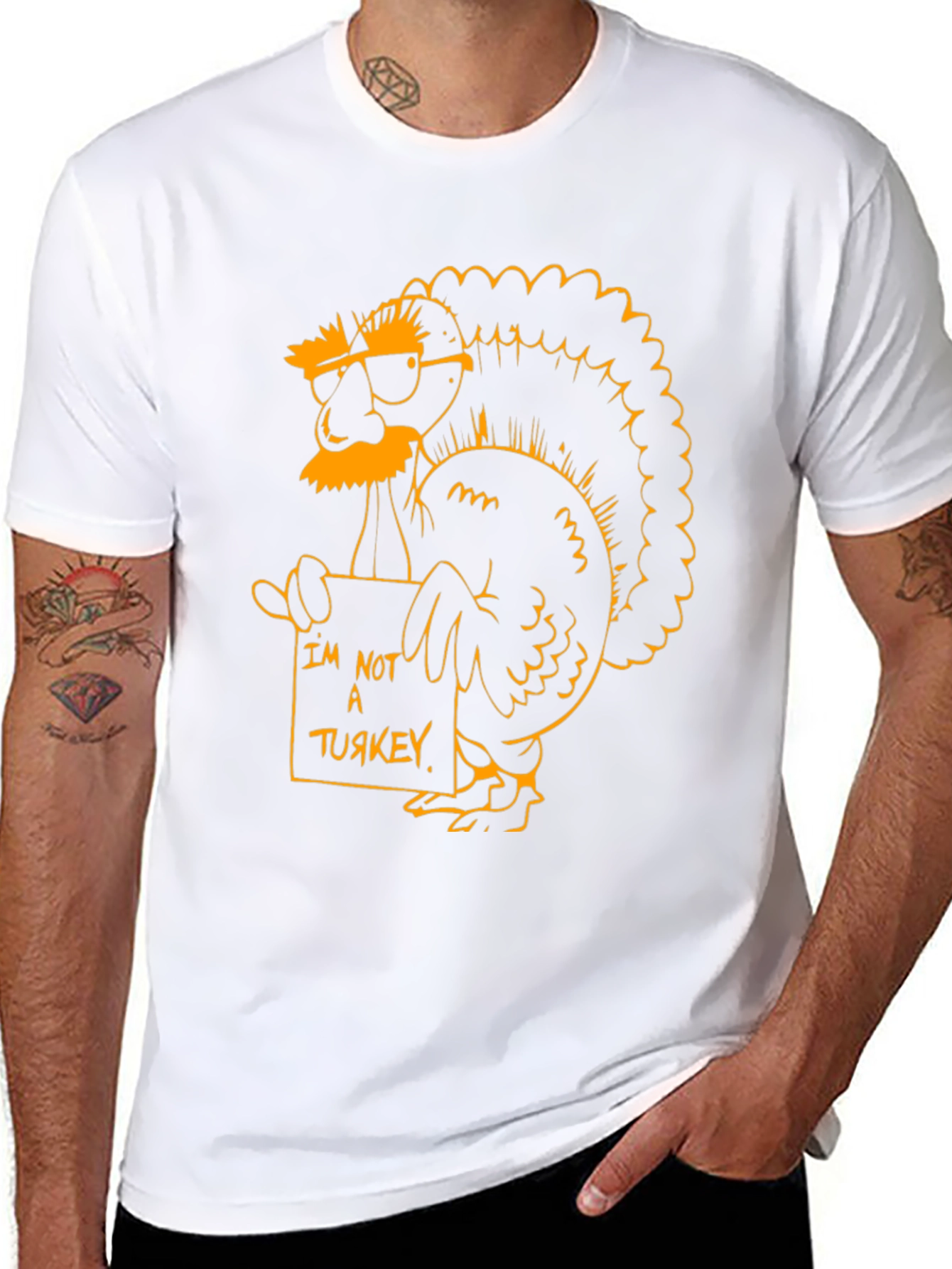 Black Funny Turkey T-Shirt - I'm Not A Turkey view 8