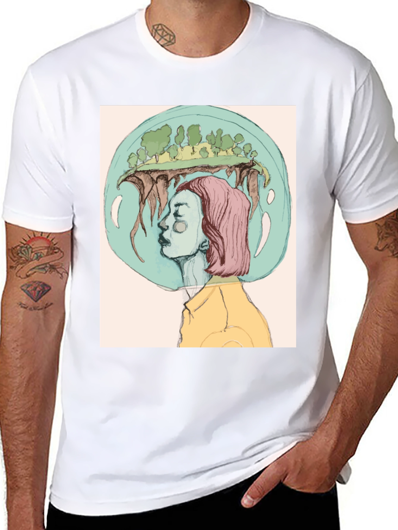 Black Surreal Dreamscape Graphic Tee view 8