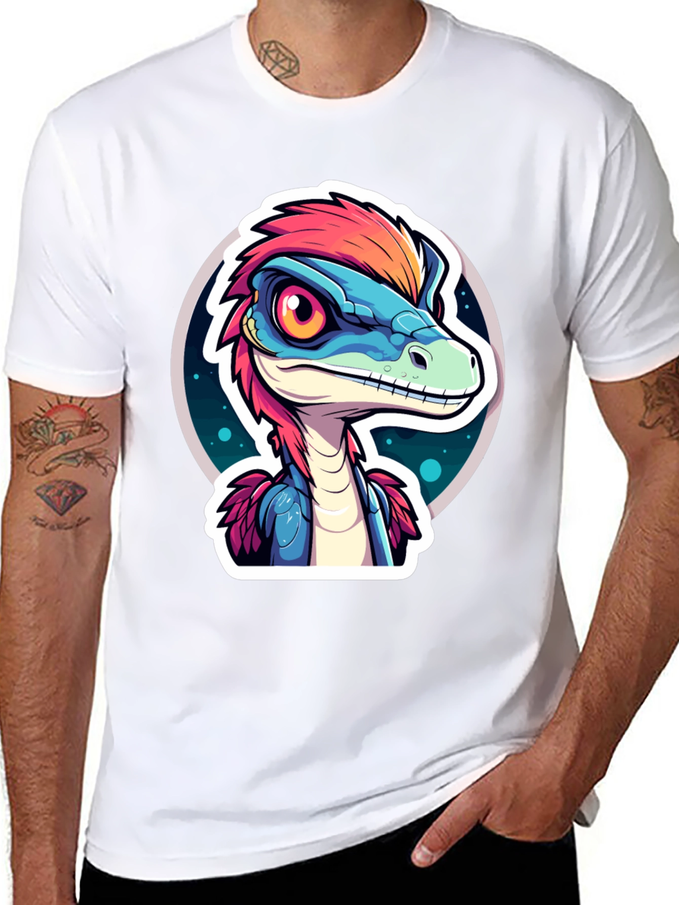 Black Dino T-Shirt: Cartoon Raptor Design view 8
