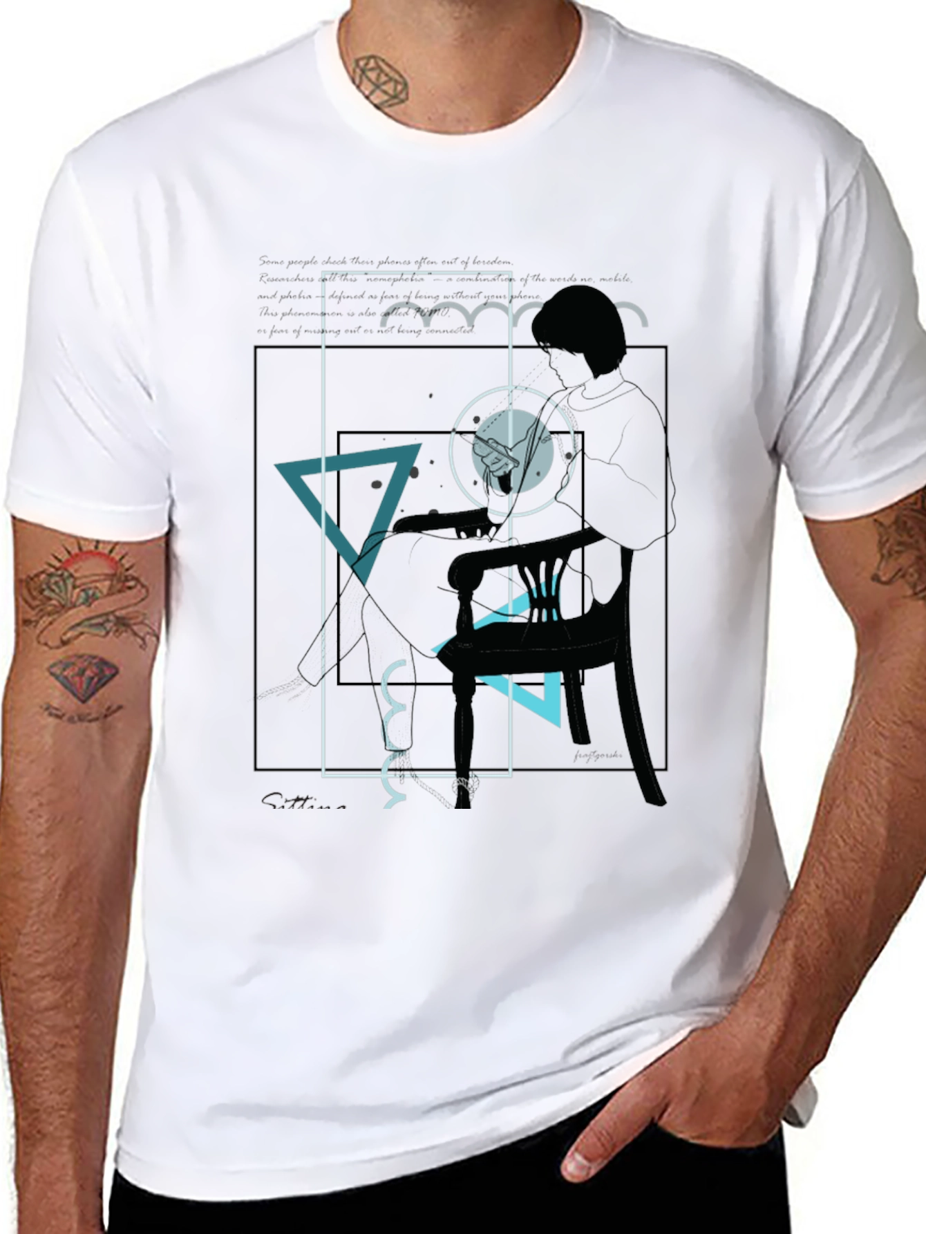 Black Abstract Graphic Tee - Men's Black T-Shirt view 8