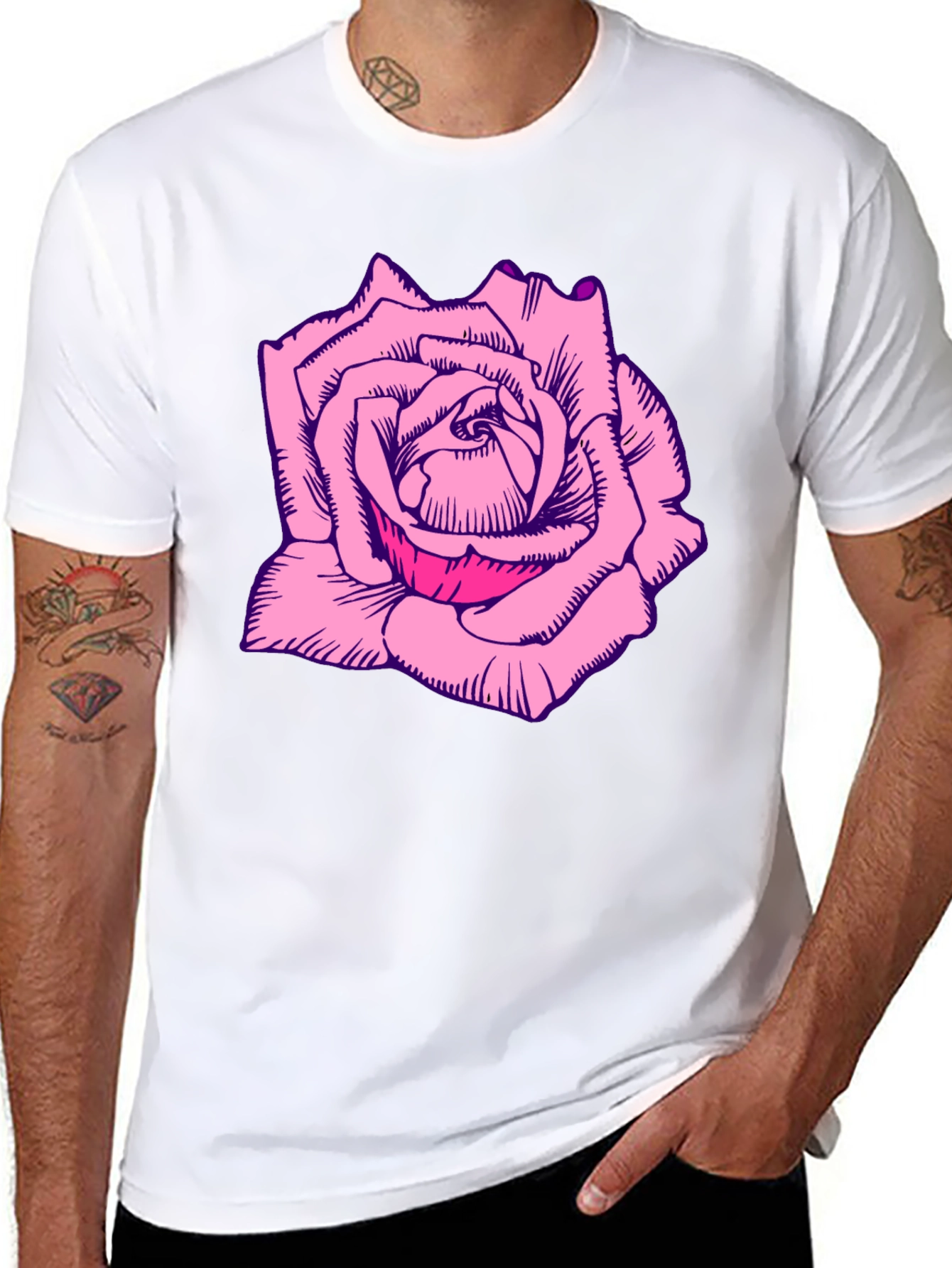 Black Rose Graphic Tee - Bold Black T-Shirt view 8
