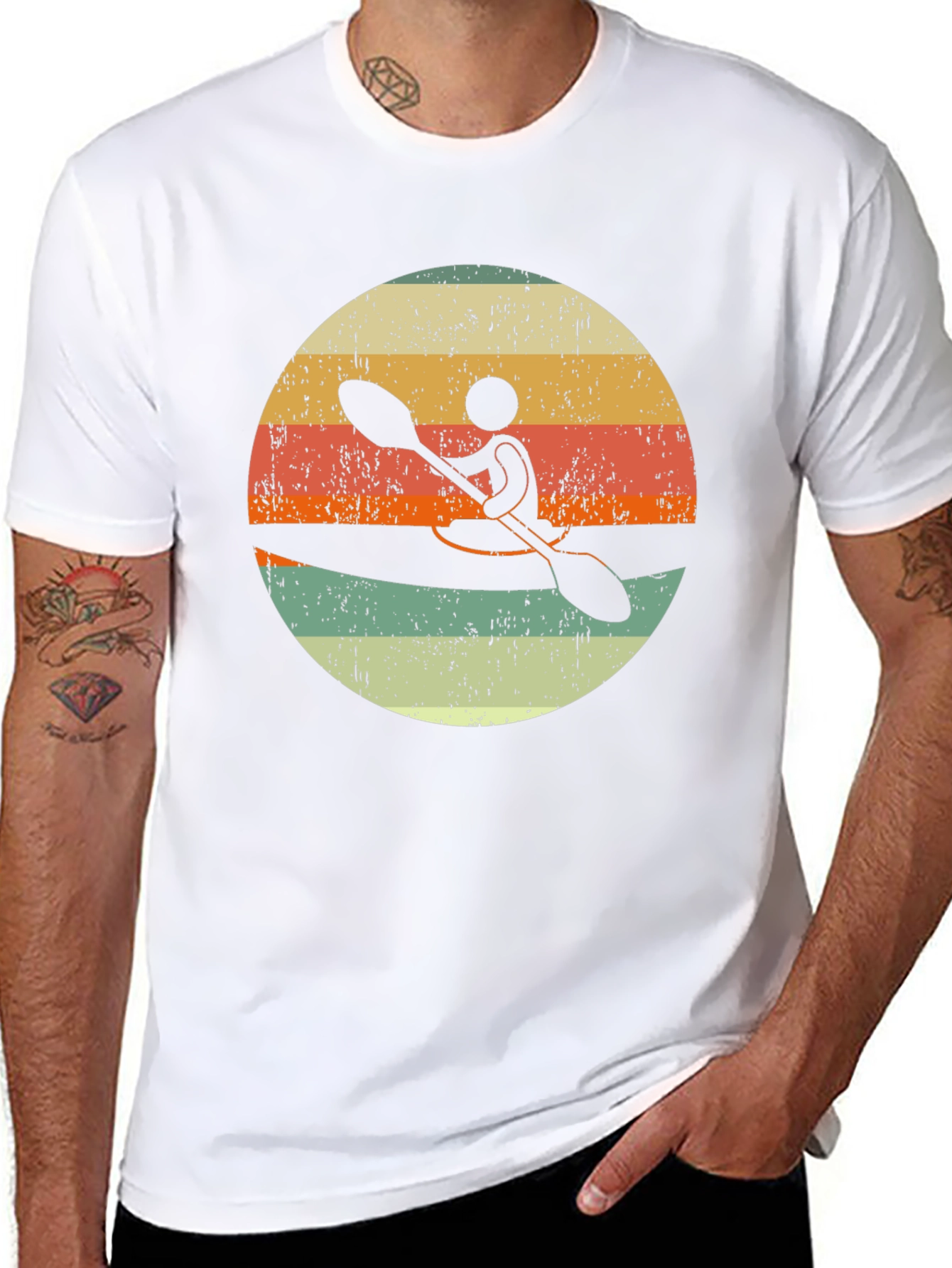 Black Vintage Kayak Sunset T-Shirt view 8