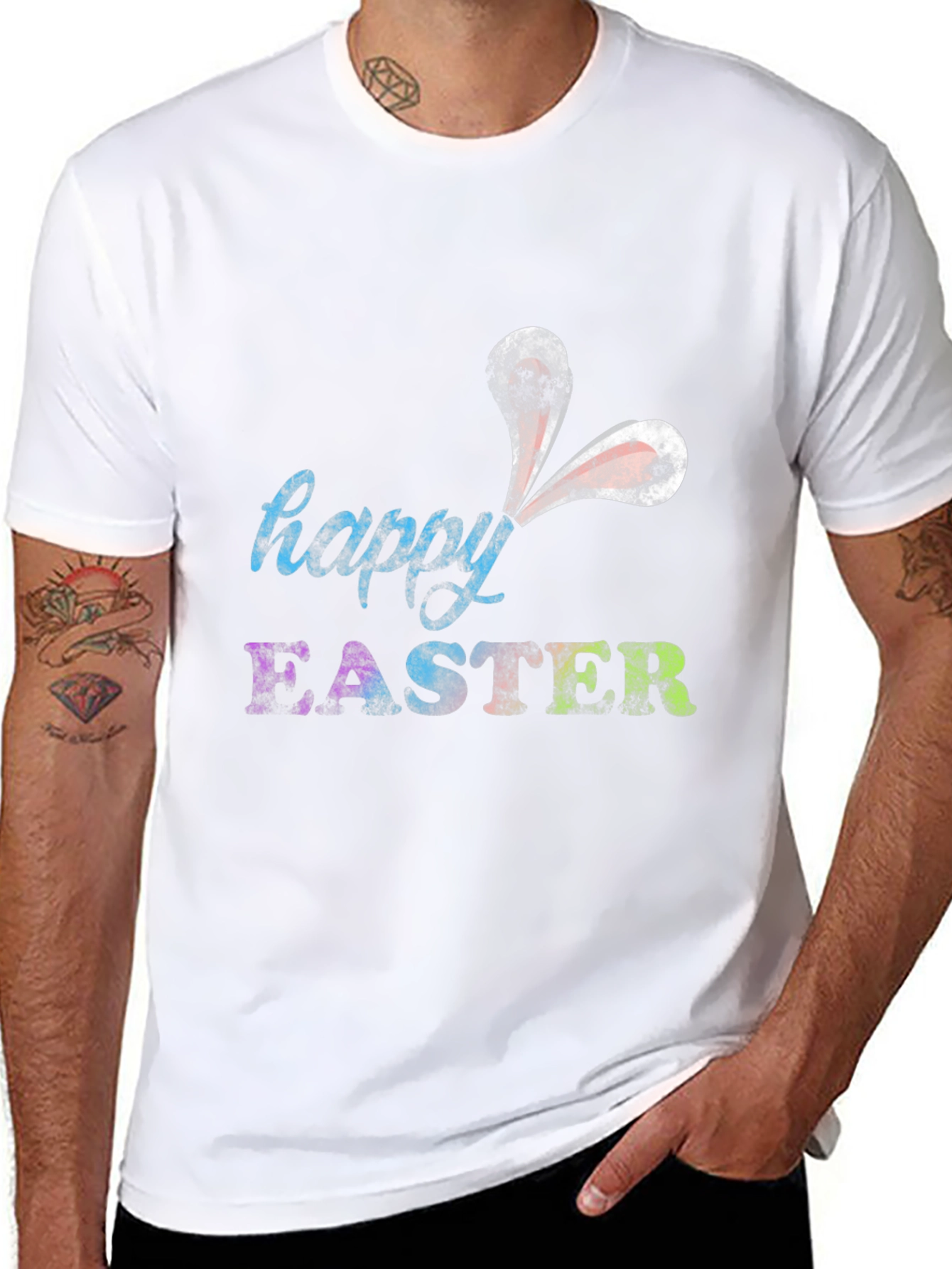 Black Happy Easter Bunny Ears T-Shirt view 8