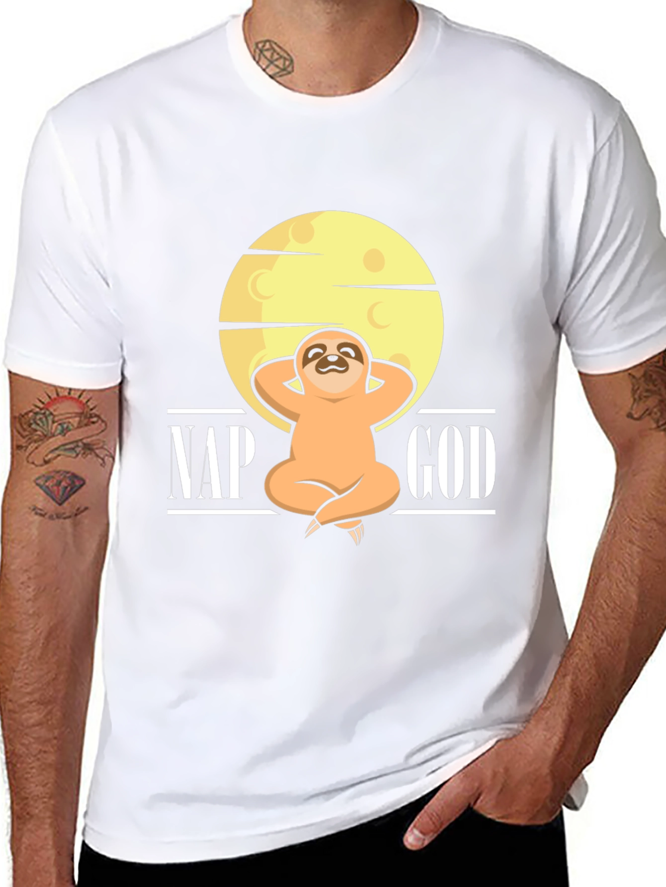 Black Nap God Sloth Graphic T-Shirt - Relax in Style view 8