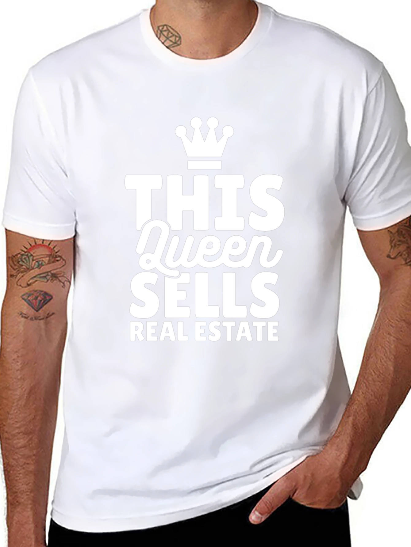Black Queen Sells Real Estate Black T-Shirt view 8
