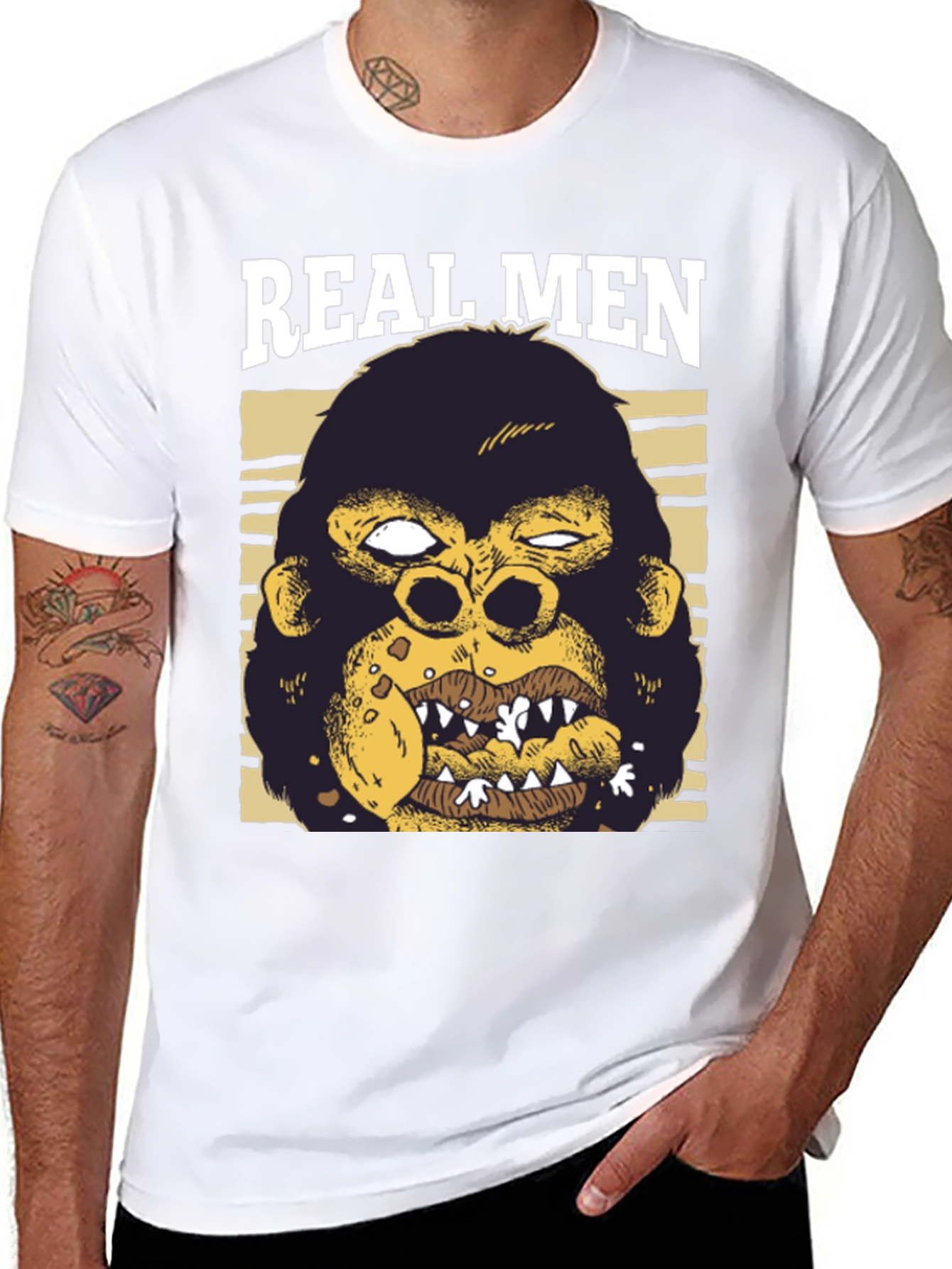 Black Real Men Gorilla Graphic T-Shirt view 8