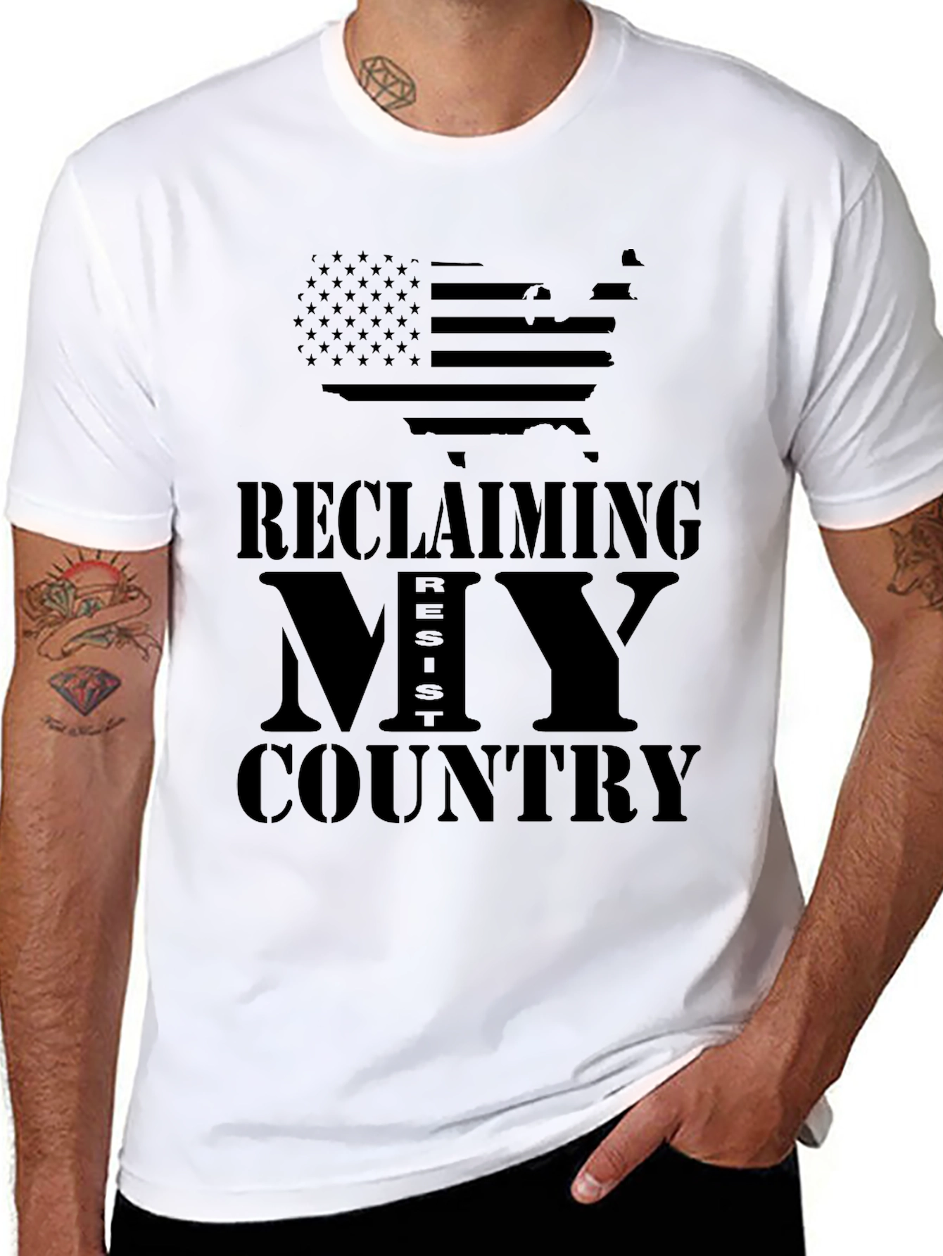 Black Reclaiming My Country Graphic T-Shirt view 8
