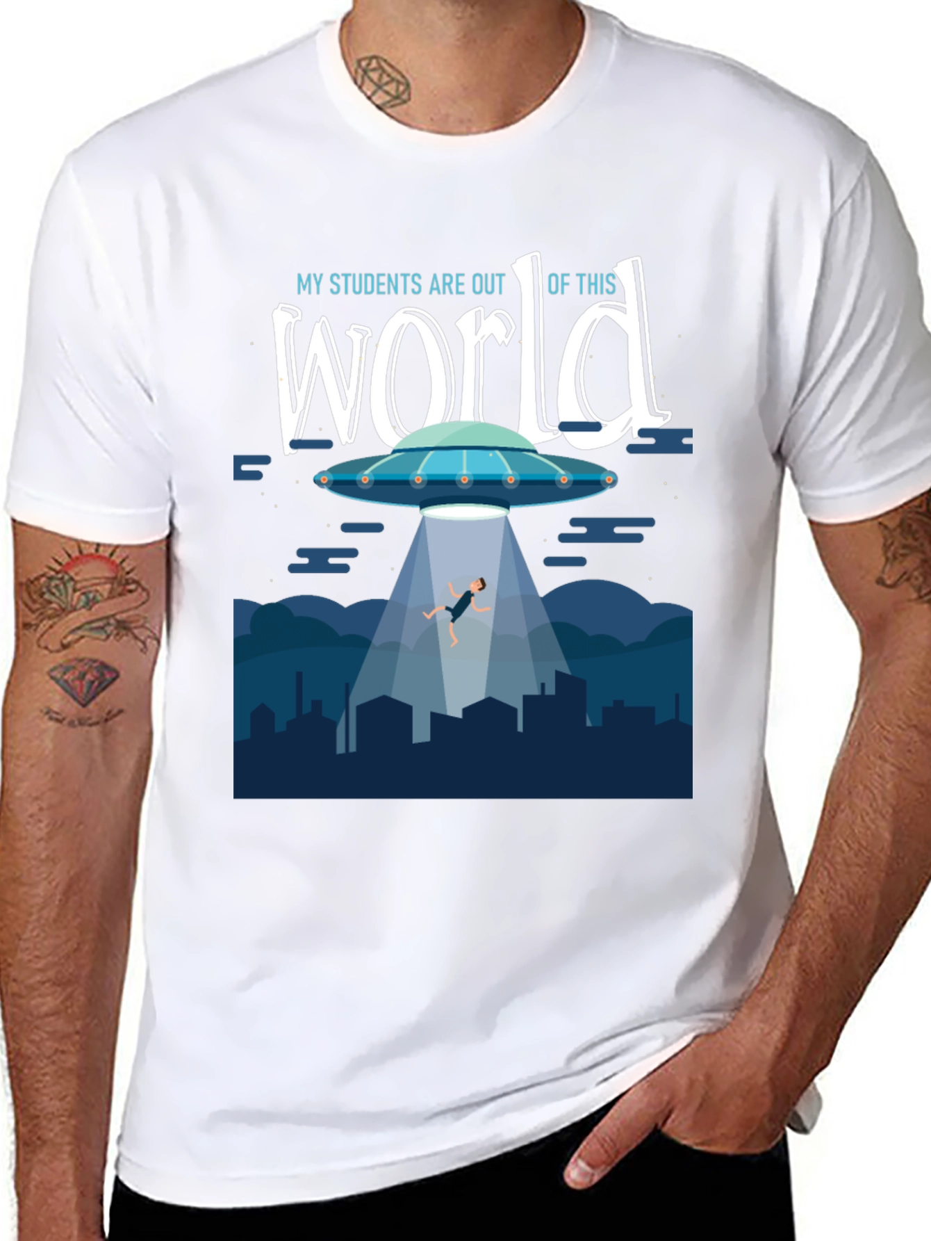 Black Out Of This World Teacher T-Shirt view 8